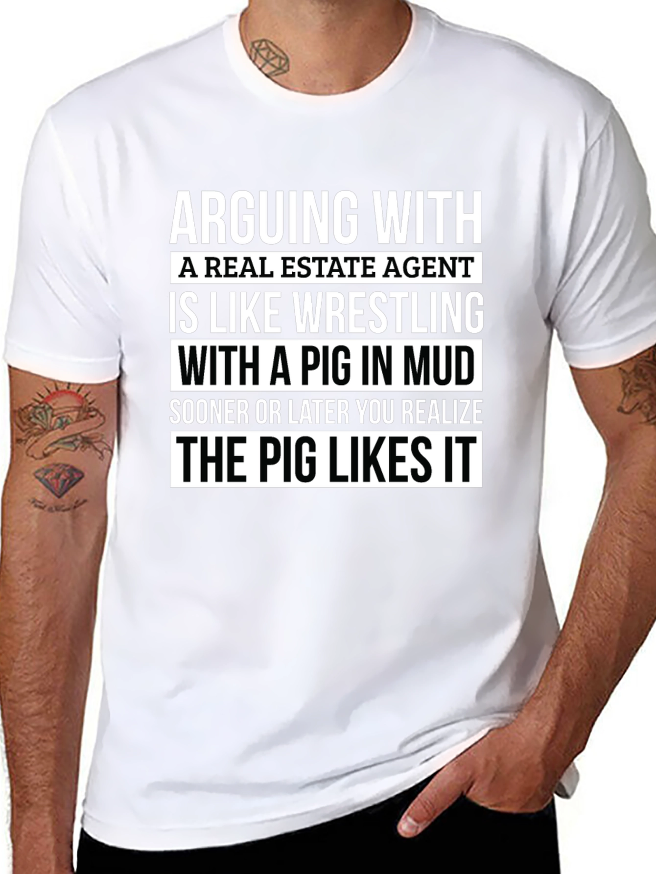 Real Estate Agent Pig in Mud T-Shirt