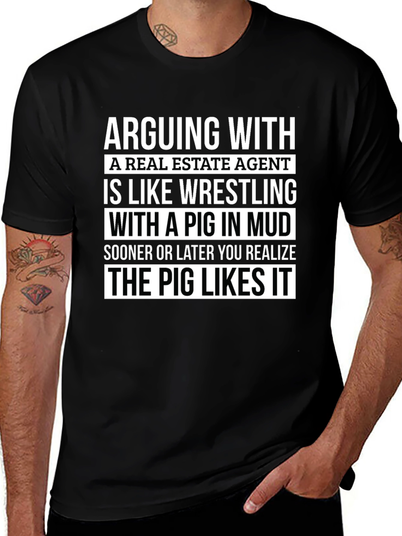 Real Estate Agent Pig in Mud T-Shirt