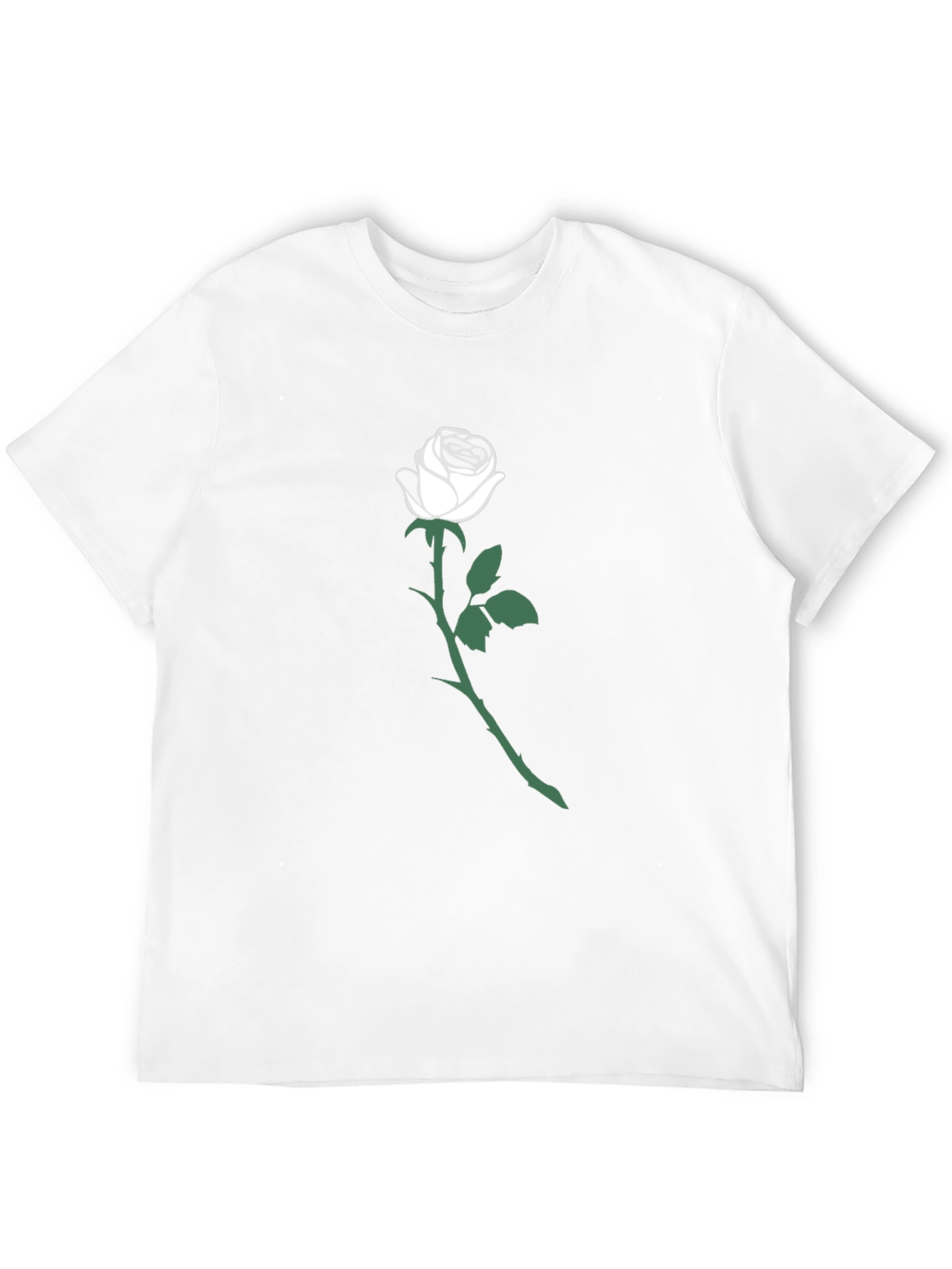 Black T-Shirt with White Rose Graphic