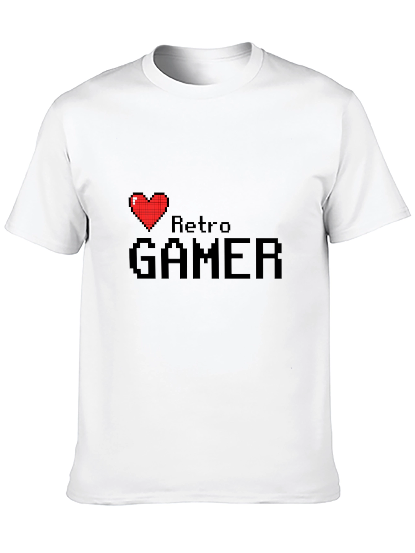 Retro Gamer Black T-Shirt - Pixel Heart Design
