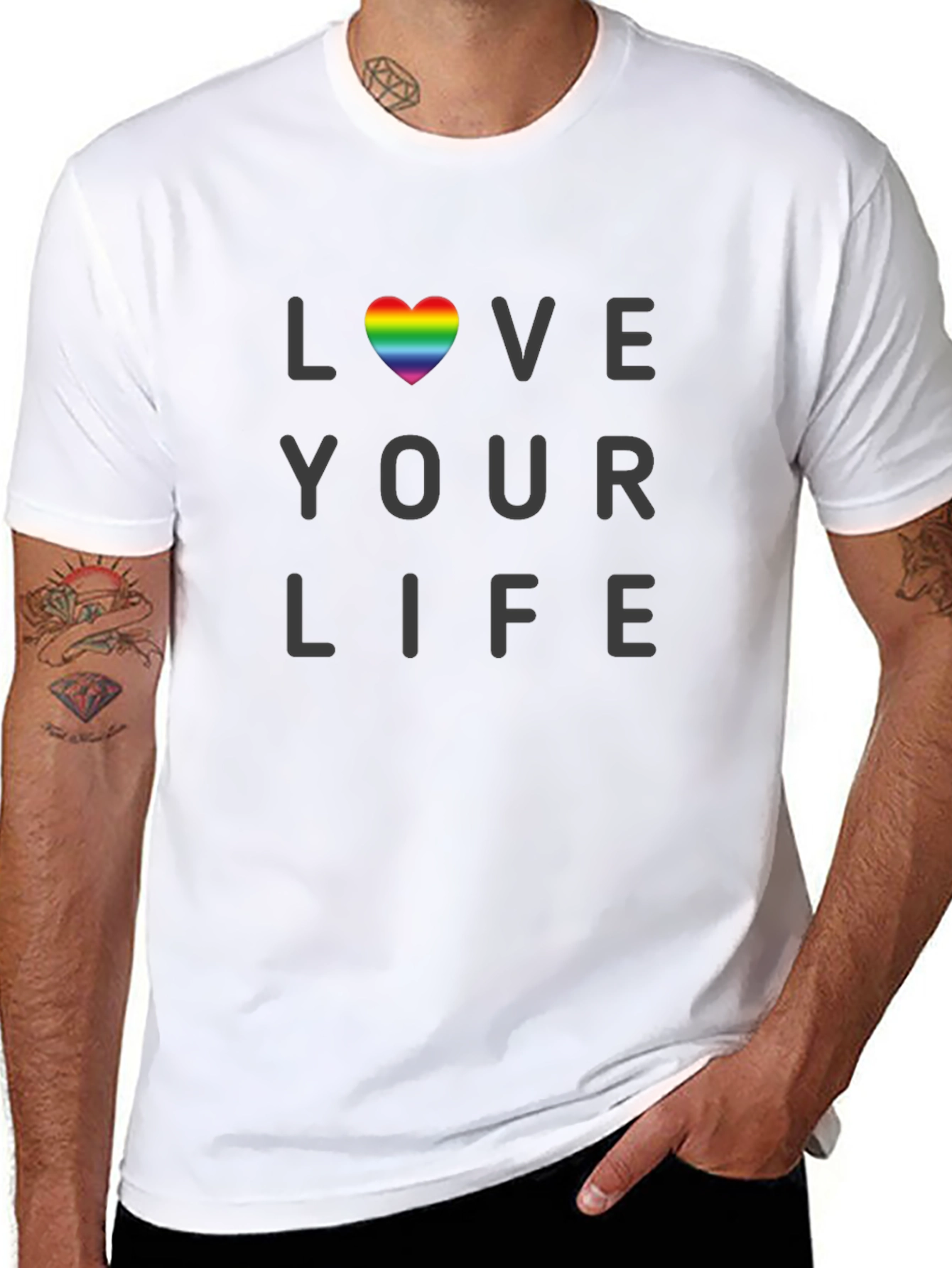 Love Your Life Rainbow Heart Graphic Tee