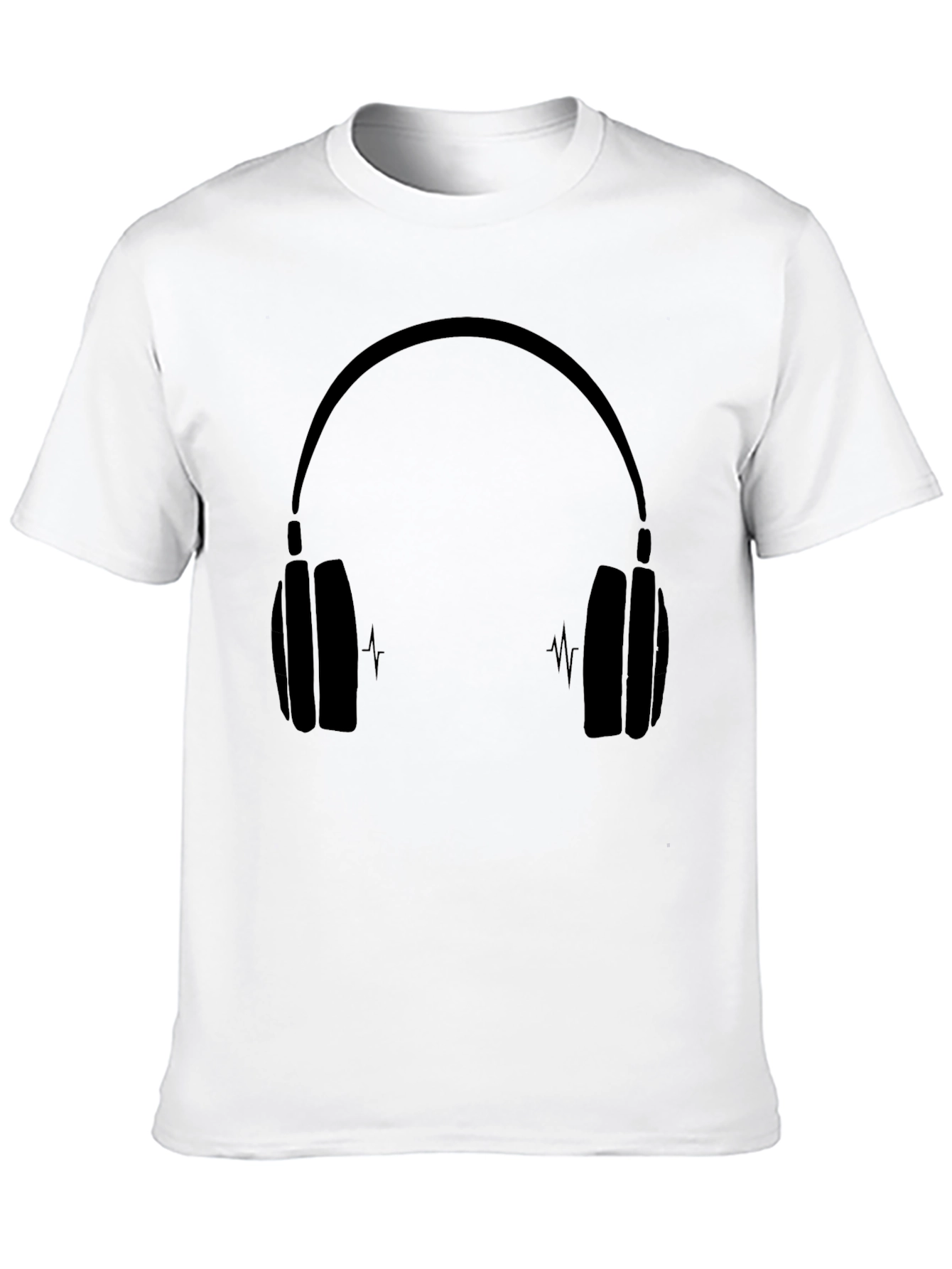 Black T-Shirt with Headphones Graphic