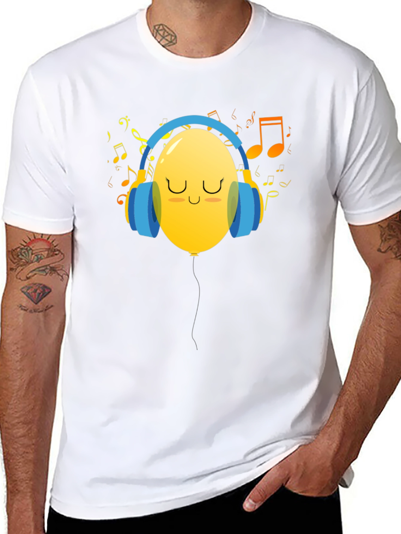 Musical Balloon Graphic Tee - Black Casual Shirt