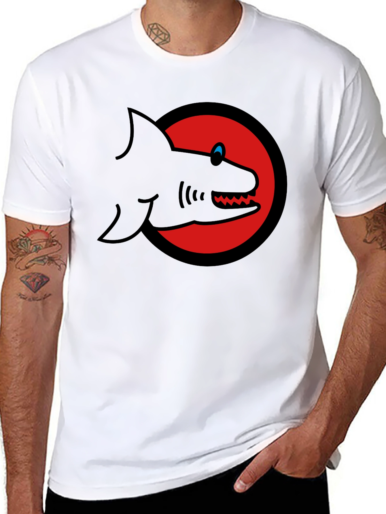 Shark Graphic Tee - Mens Black Cotton T-Shirt
