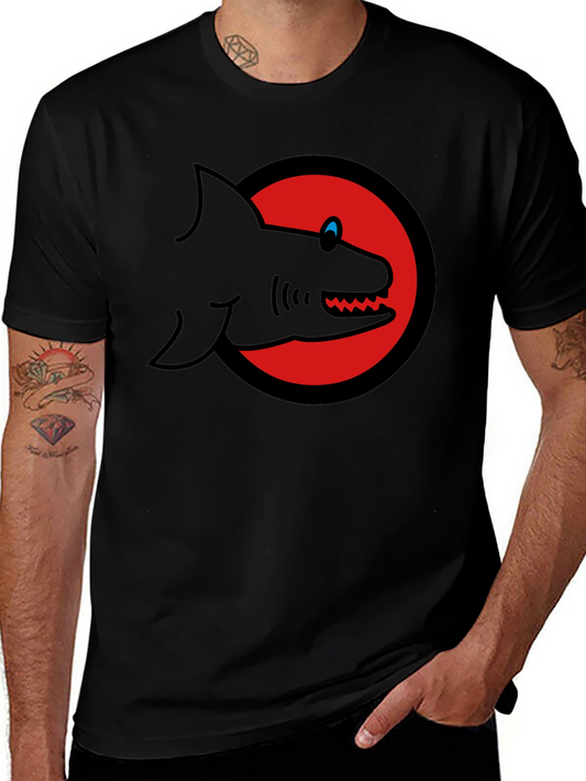 Shark Graphic Tee - Mens Black Cotton T-Shirt