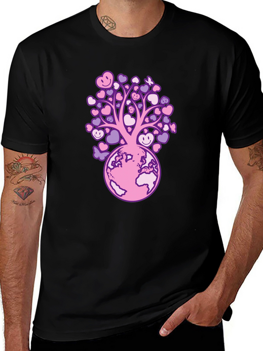 Heart Tree on Earth Graphic Tee - Black