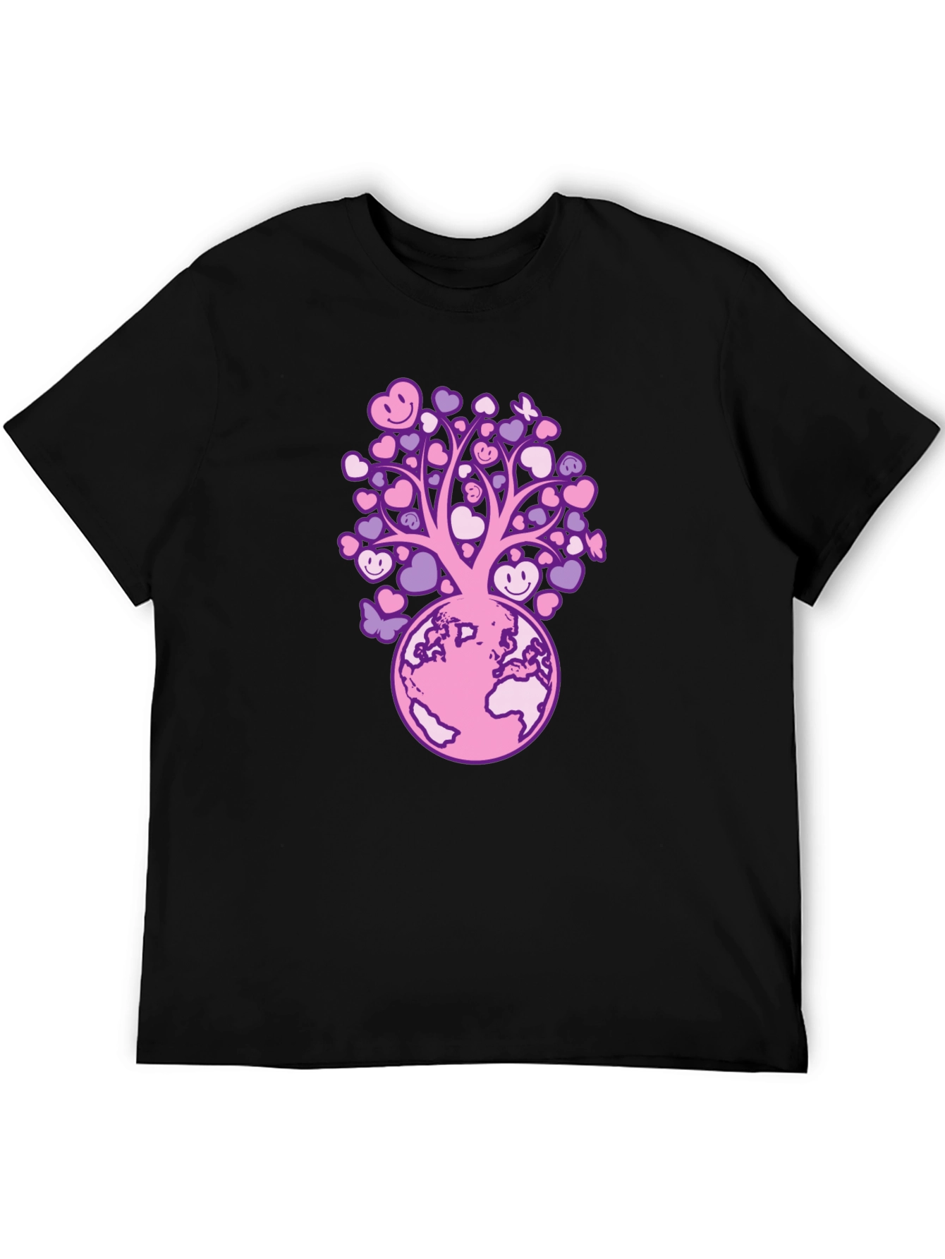 Heart Tree on Earth Graphic Tee - Black
