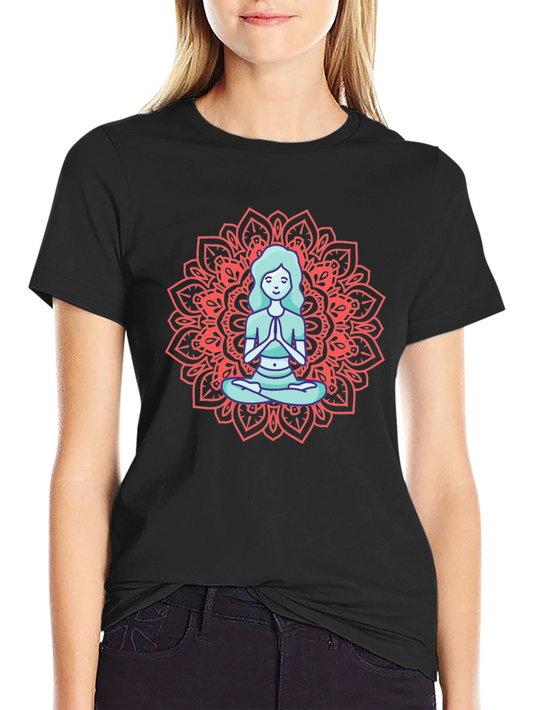 Meditating Woman Mandala Graphic Tee