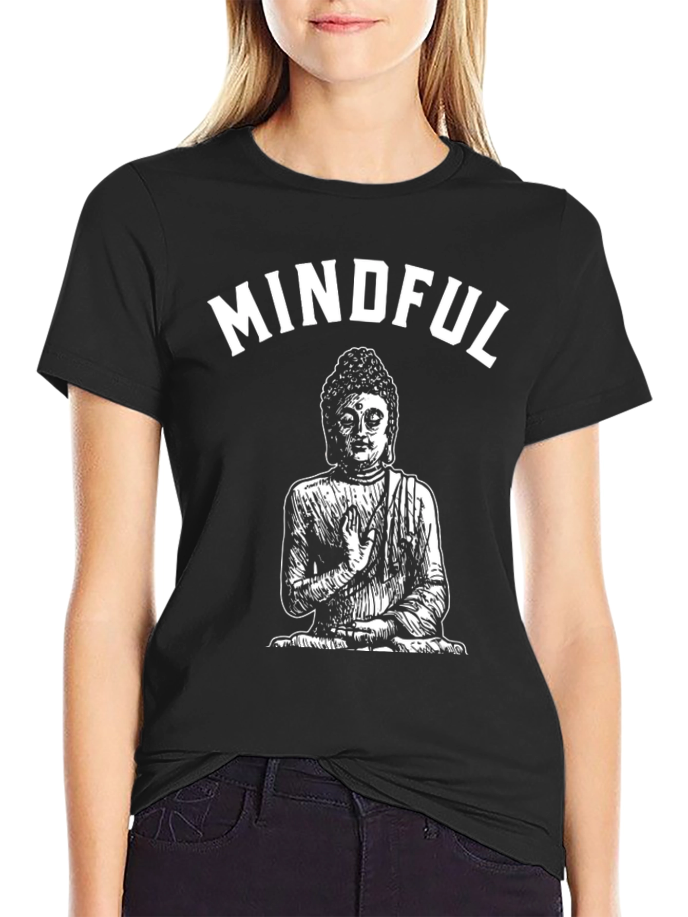 Mindful Buddha Graphic Tee - Black
