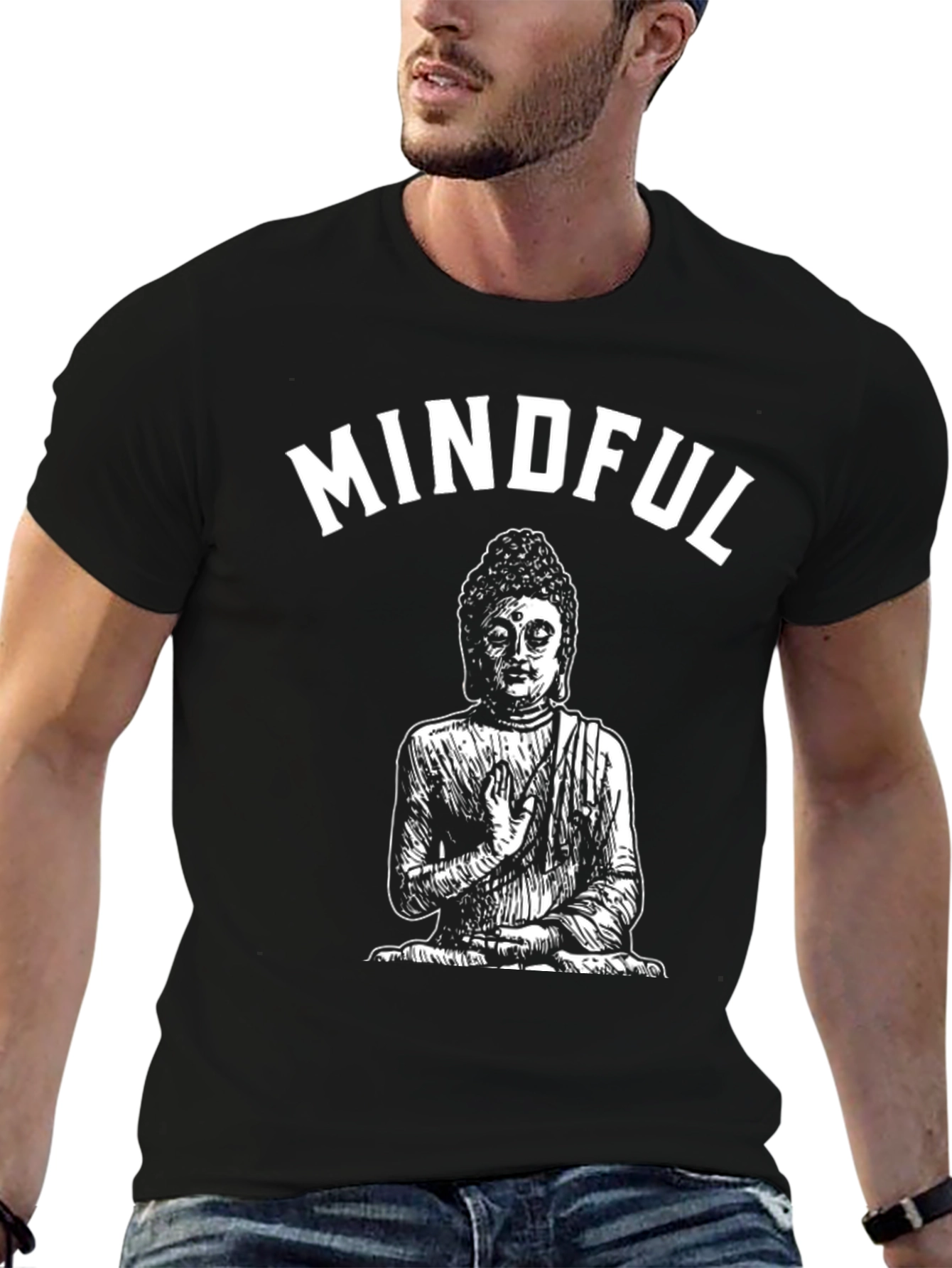 Mindful Buddha Graphic Tee - Black