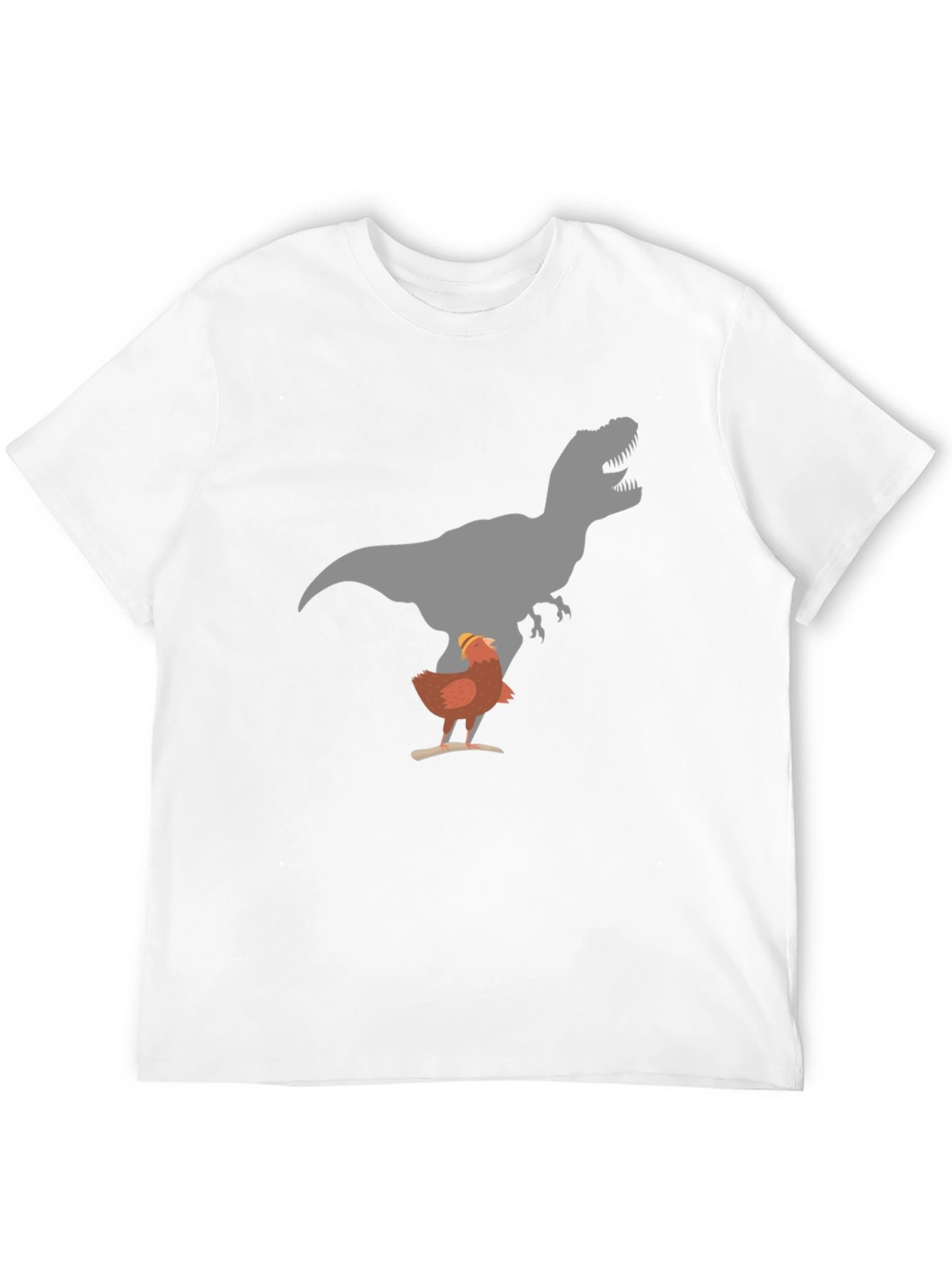 Funny Chicken and T-Rex Graphic Black T-Shirt