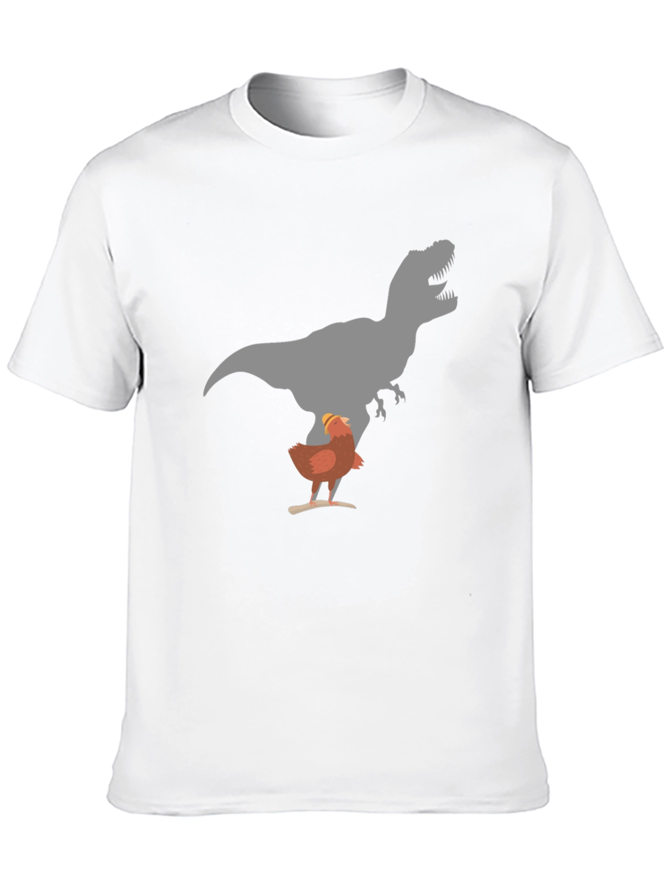 Funny Chicken and T-Rex Graphic Black T-Shirt