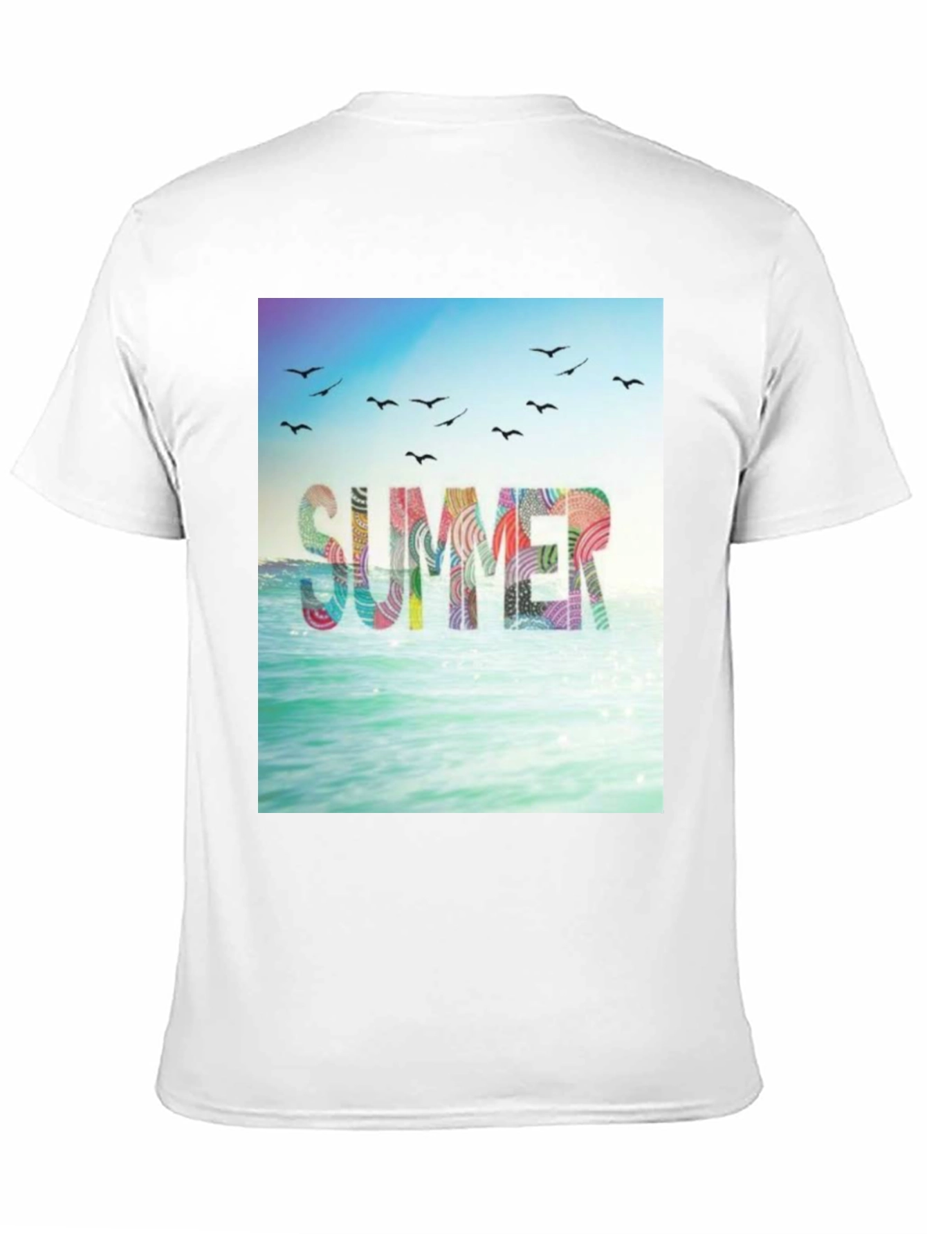 Summer Beach Graphic Tee - Black Cotton T-Shirt