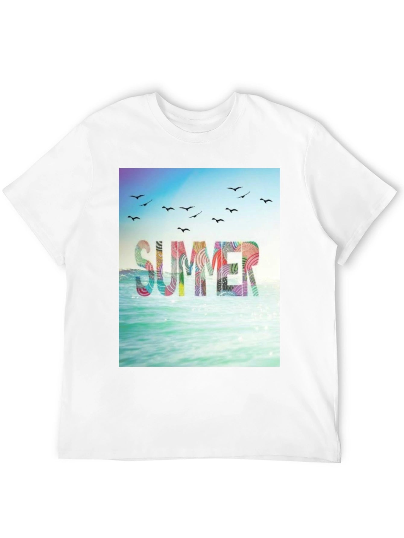 Summer Beach Graphic Tee - Black Cotton T-Shirt