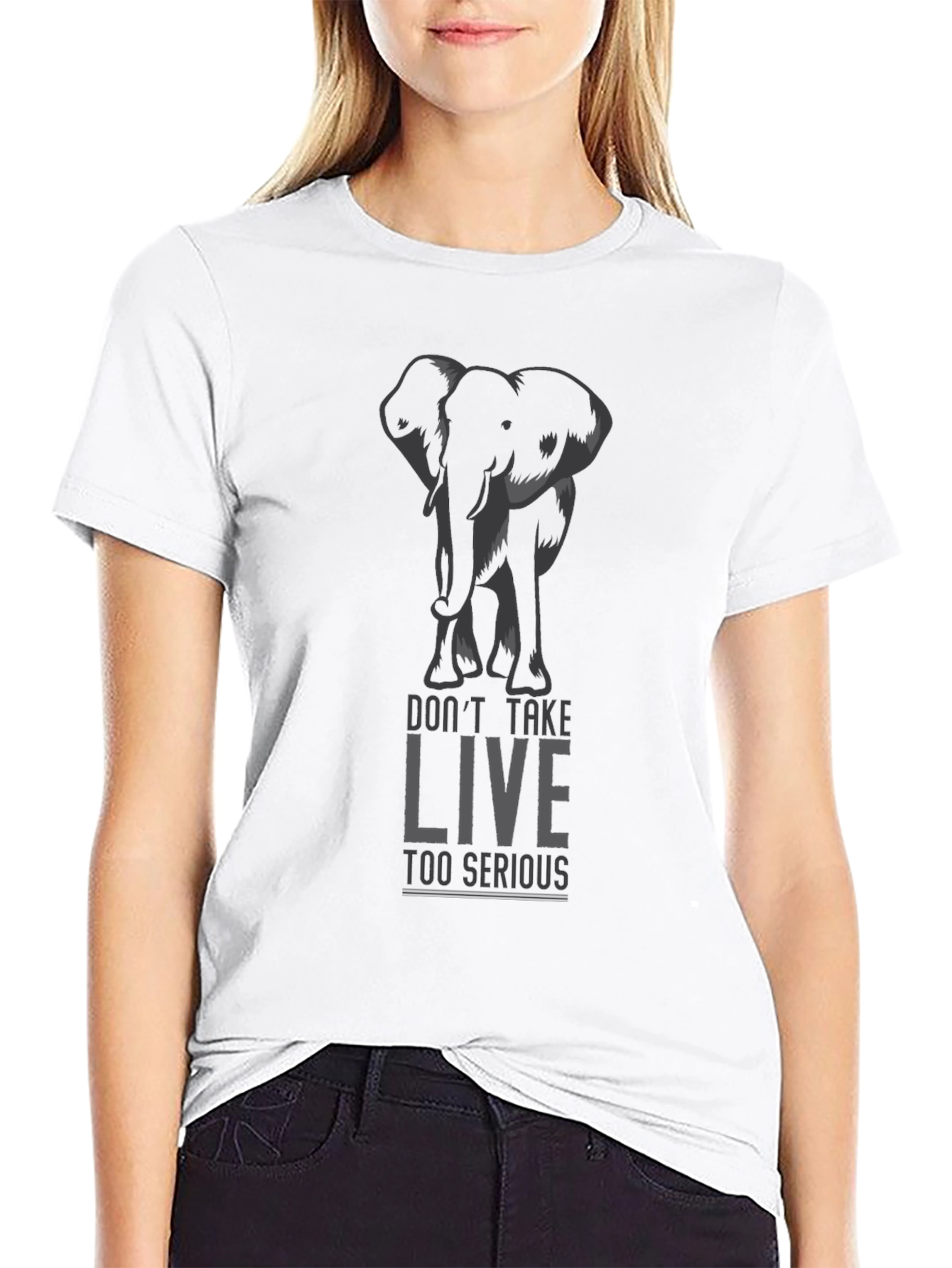 Elephant Graphic Print Crew Neck T-Shirt