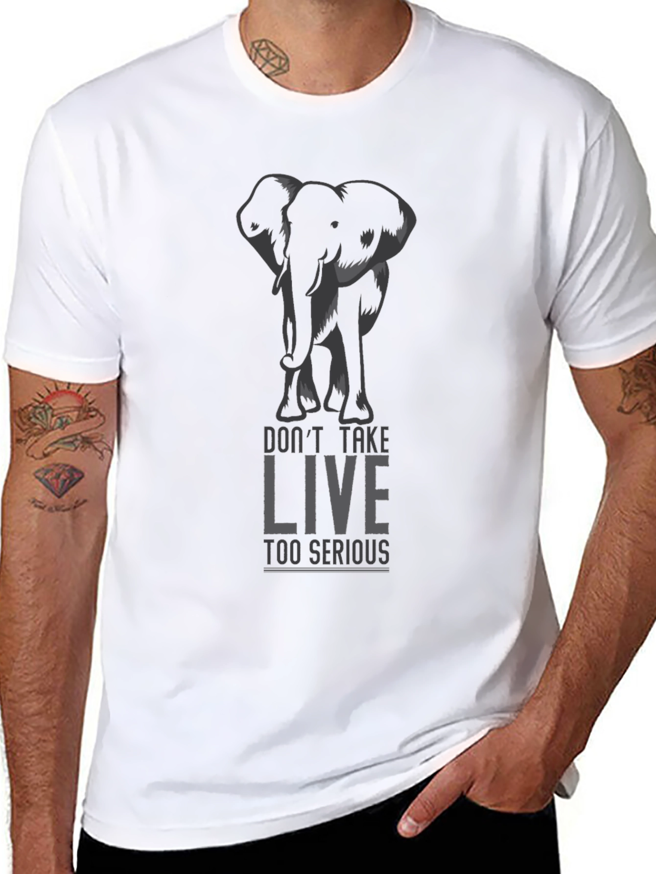 Elephant Graphic Print Crew Neck T-Shirt