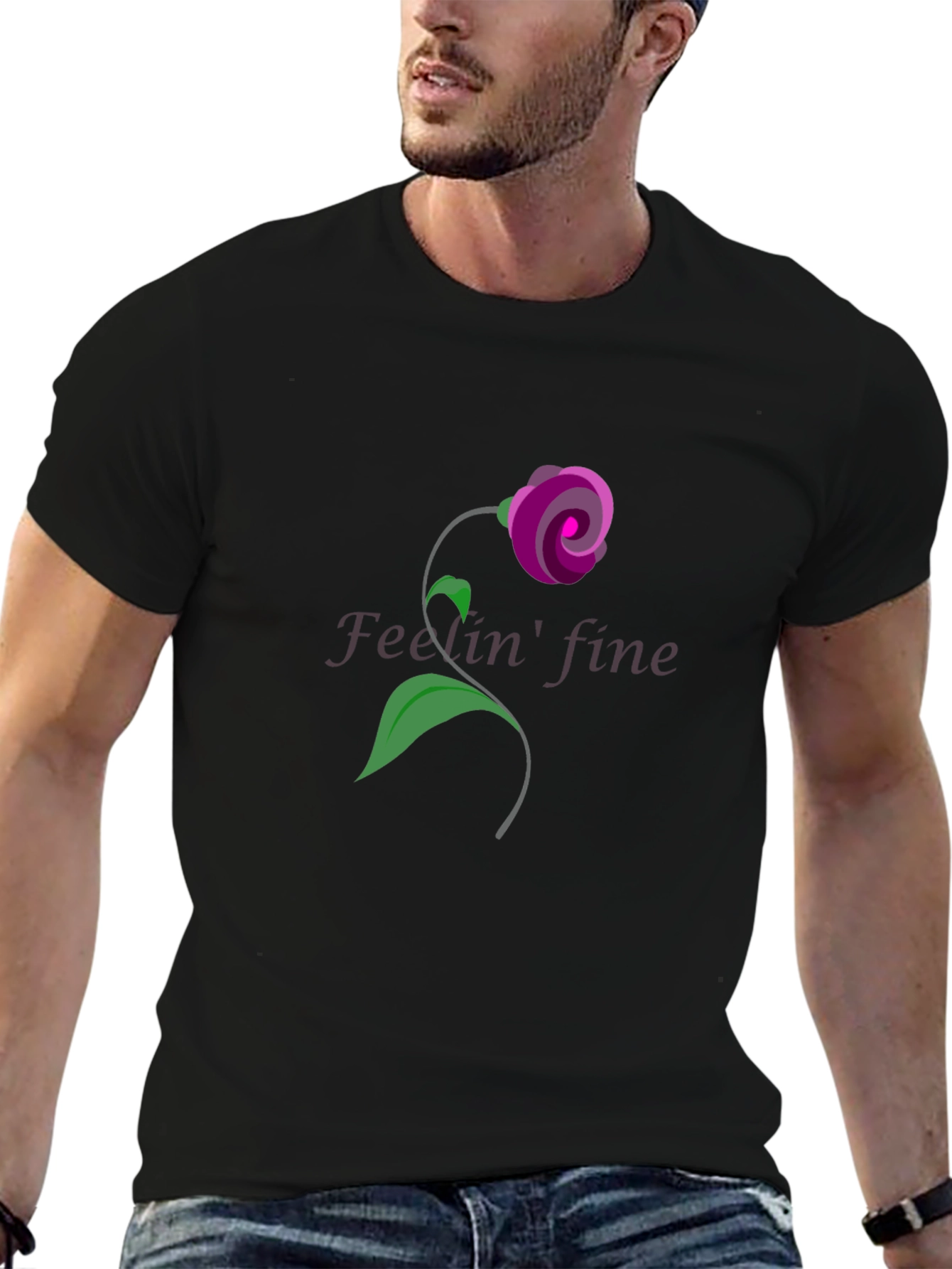 Floral Fine Art T-Shirt - Black