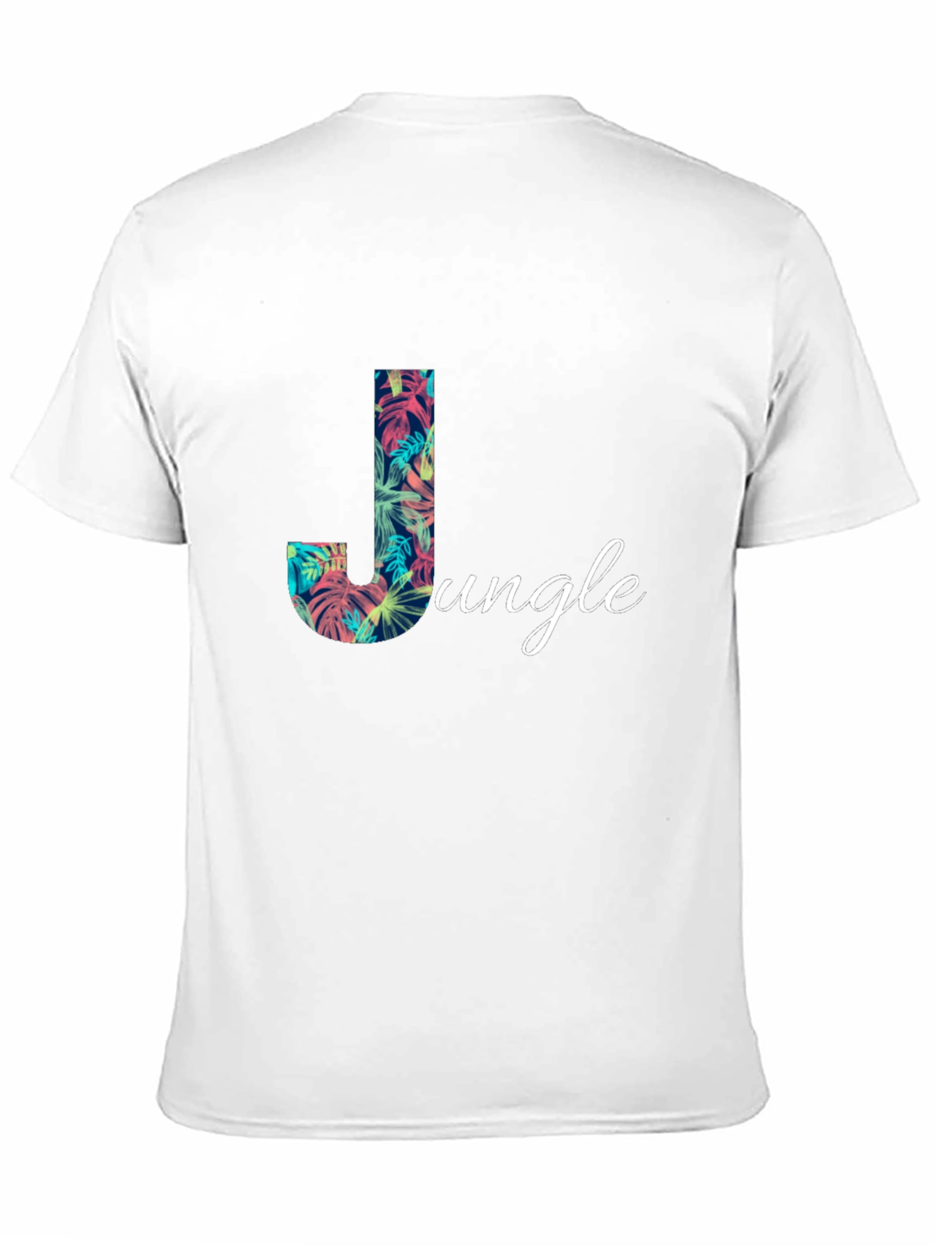 Tropical Jungle Letter J Mens Black T-Shirt