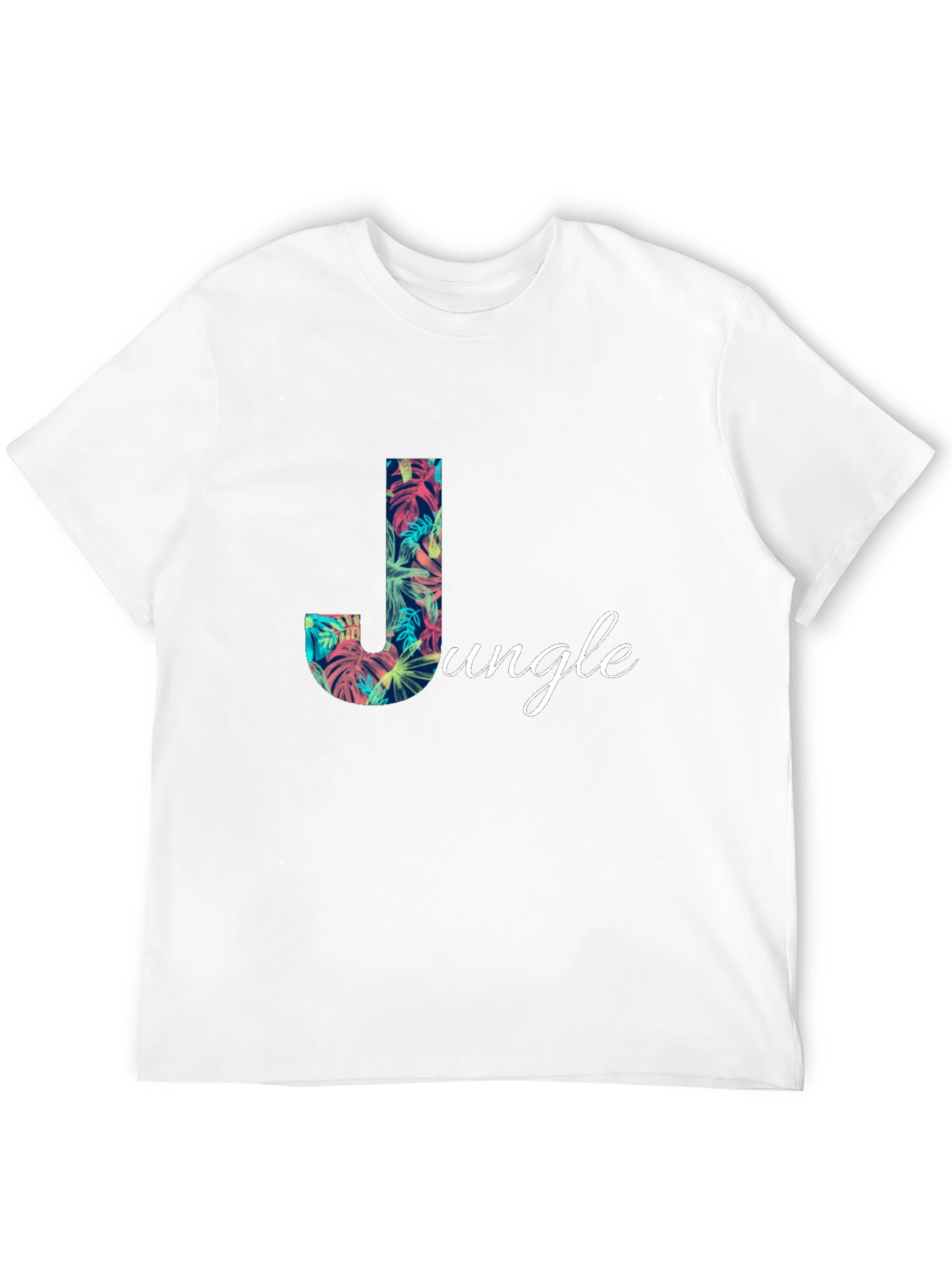Tropical Jungle Letter J Mens Black T-Shirt
