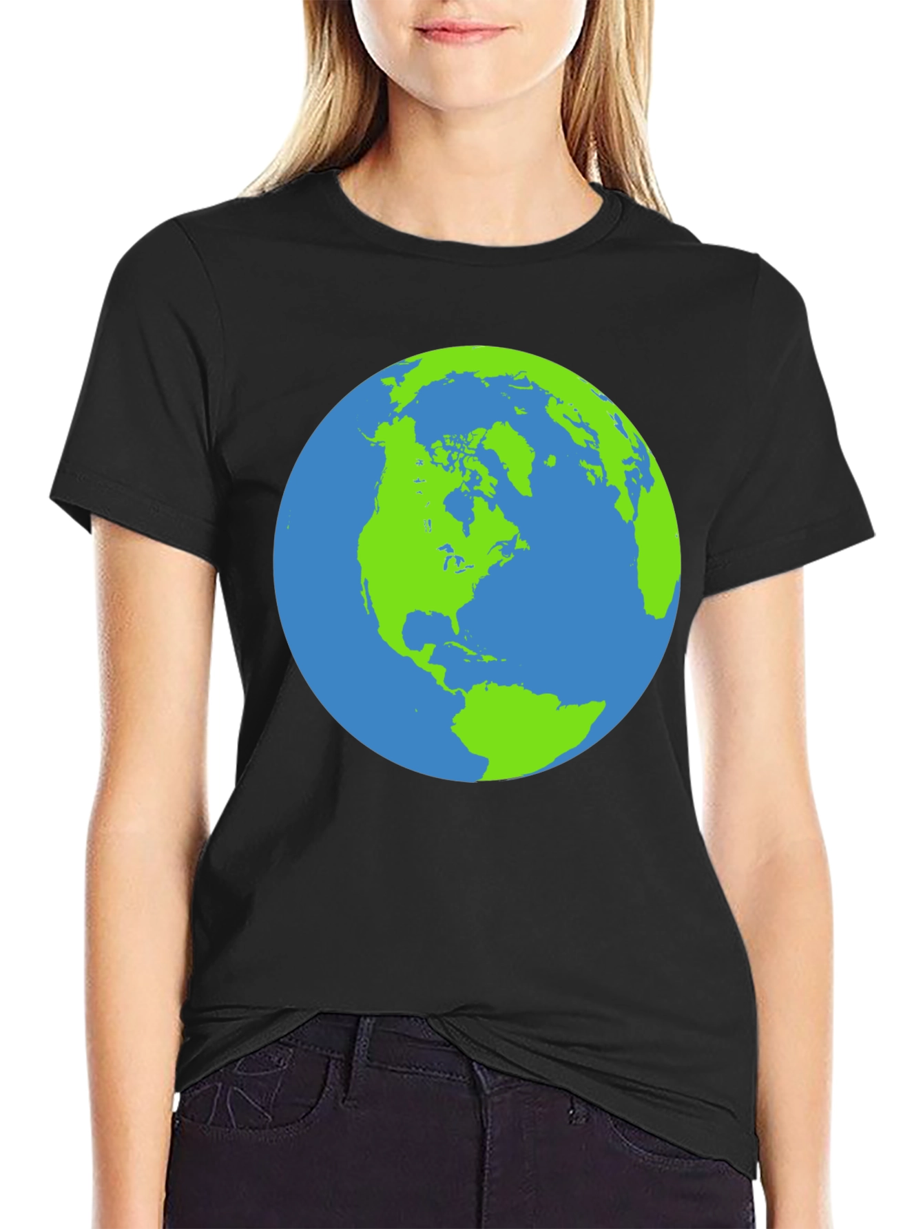 Earth Graphic Black T-Shirt - Globe Design