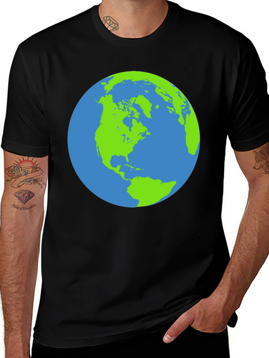 Earth Graphic Black T-Shirt - Globe Design