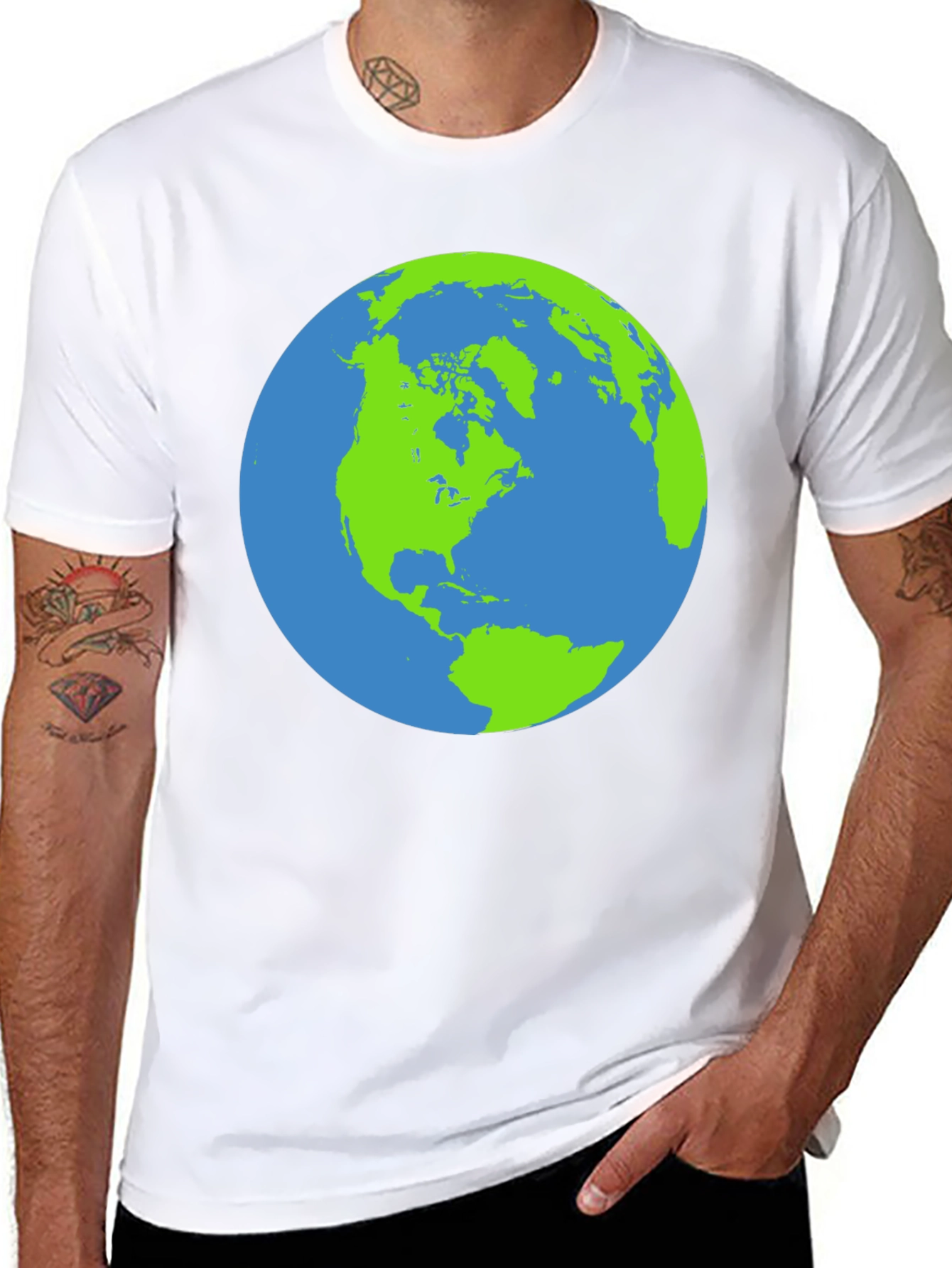 Earth Graphic Black T-Shirt - Globe Design