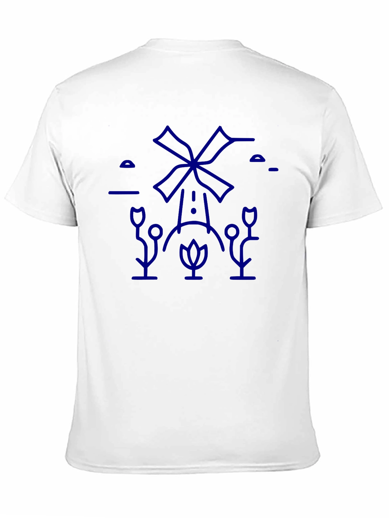 Black T-Shirt with Blue Windmill Graphic