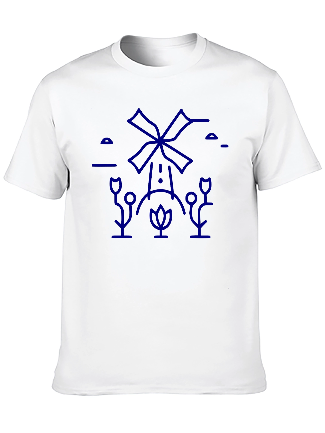 Black T-Shirt with Blue Windmill Graphic