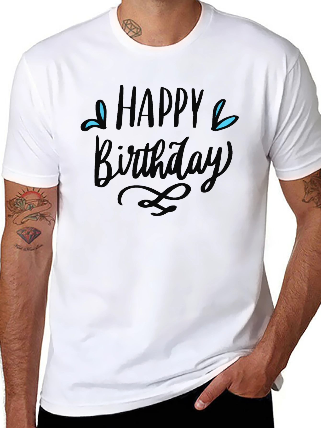 Happy Birthday Graphic Tee - Mens Black T-Shirt