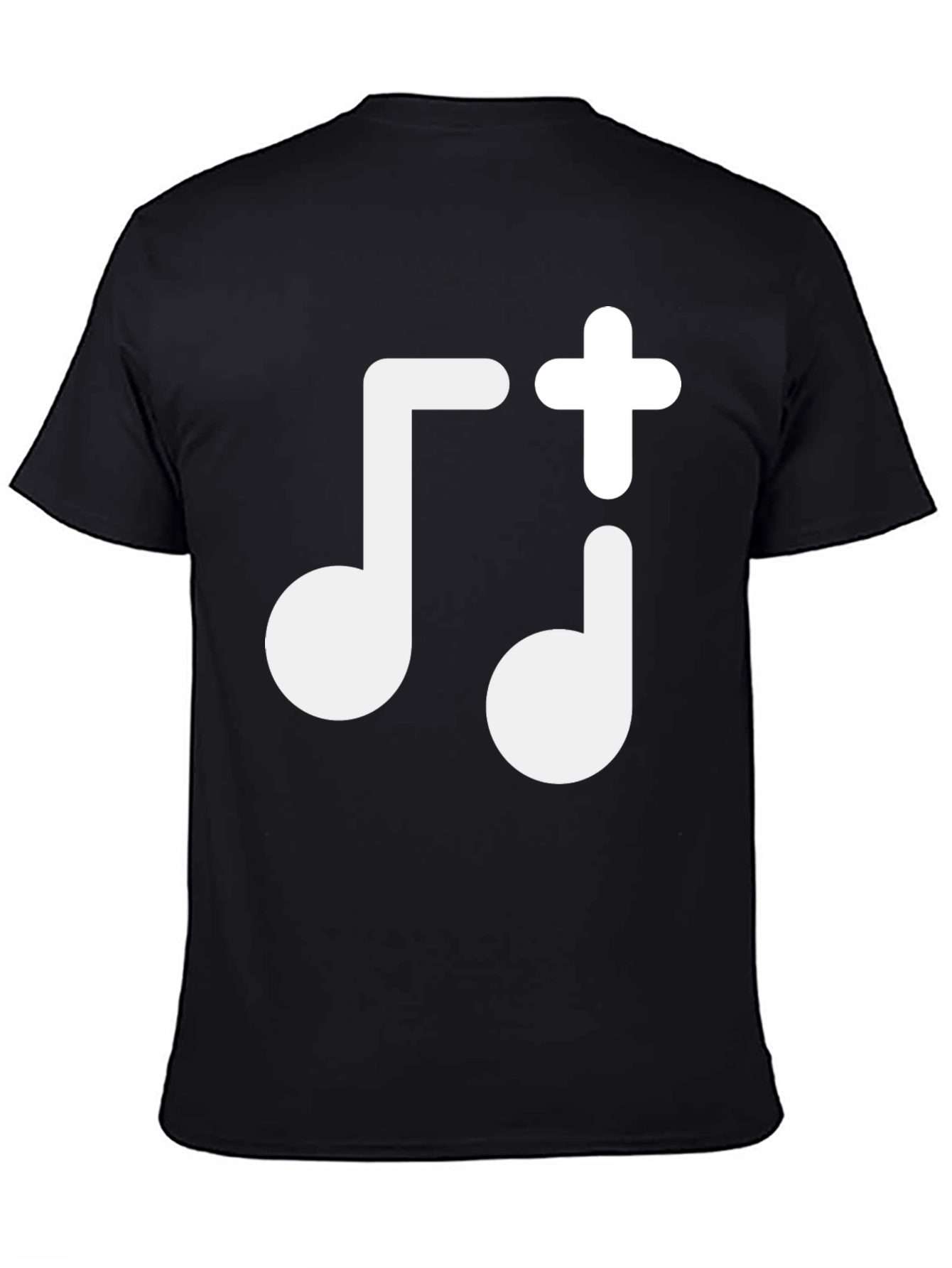 Music Note Plus Sign Black T-Shirt