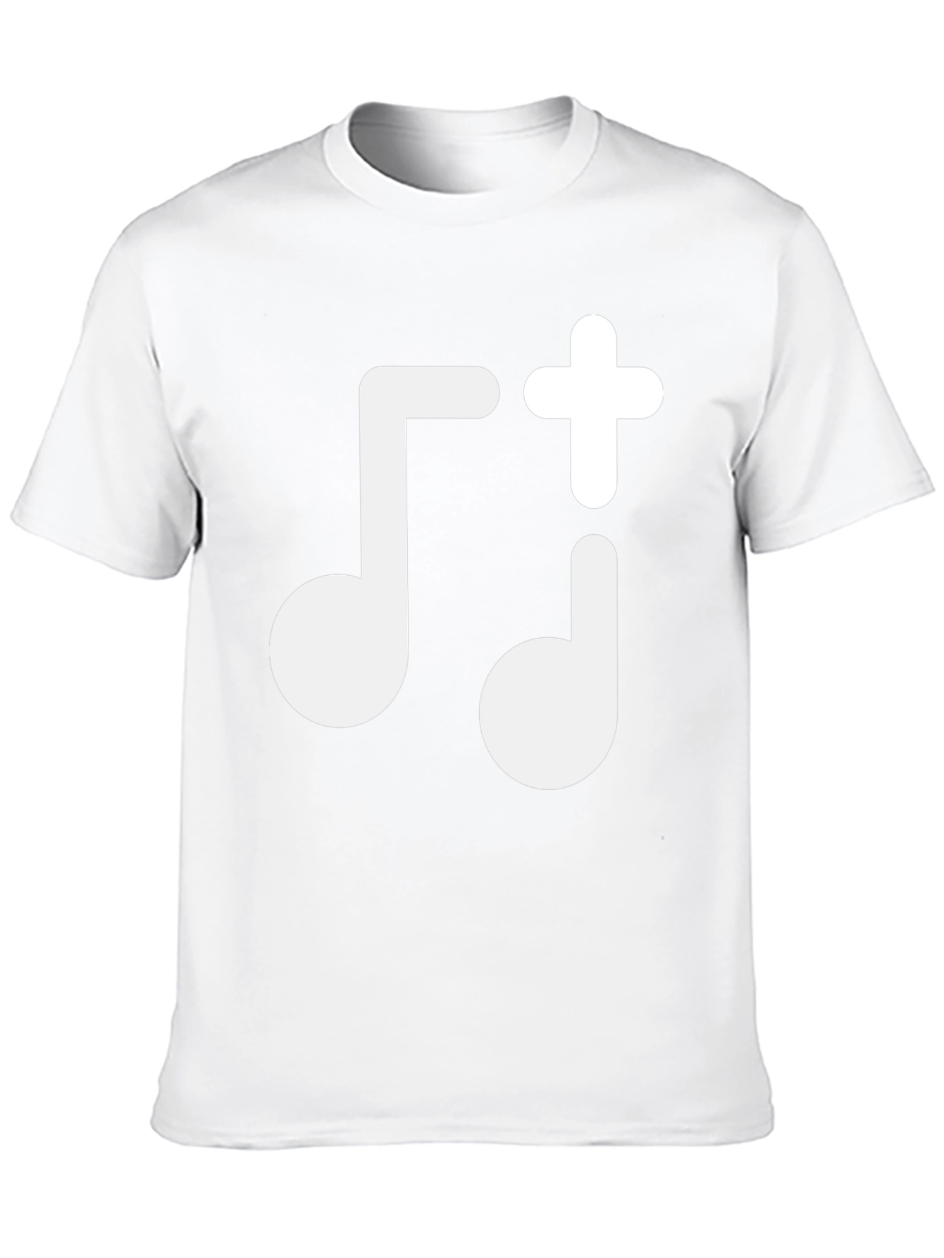 Music Note Plus Sign Black T-Shirt