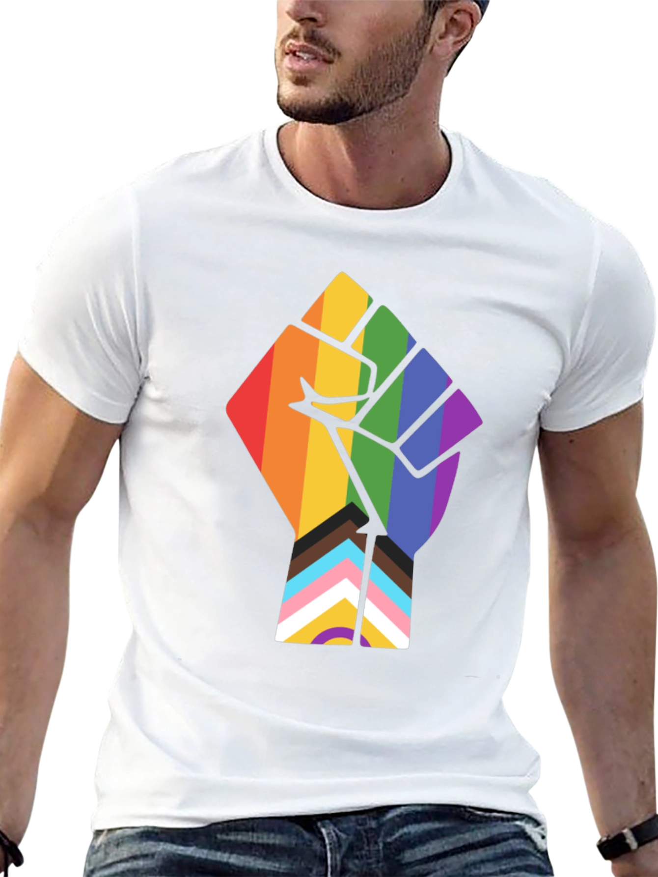Pride Fist Graphic Tee - Black Cotton T-Shirt