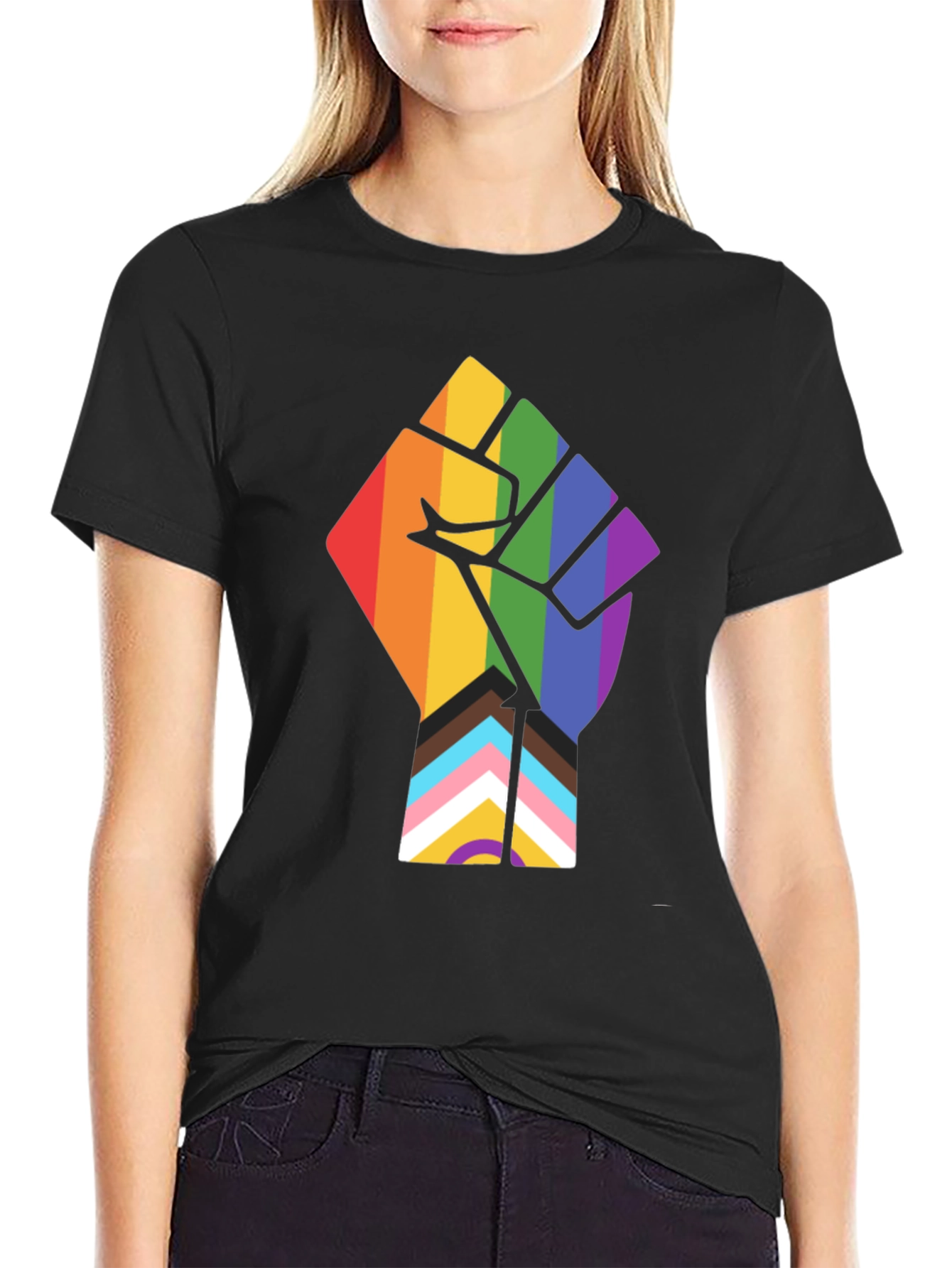 Pride Fist Graphic Tee - Black Cotton T-Shirt