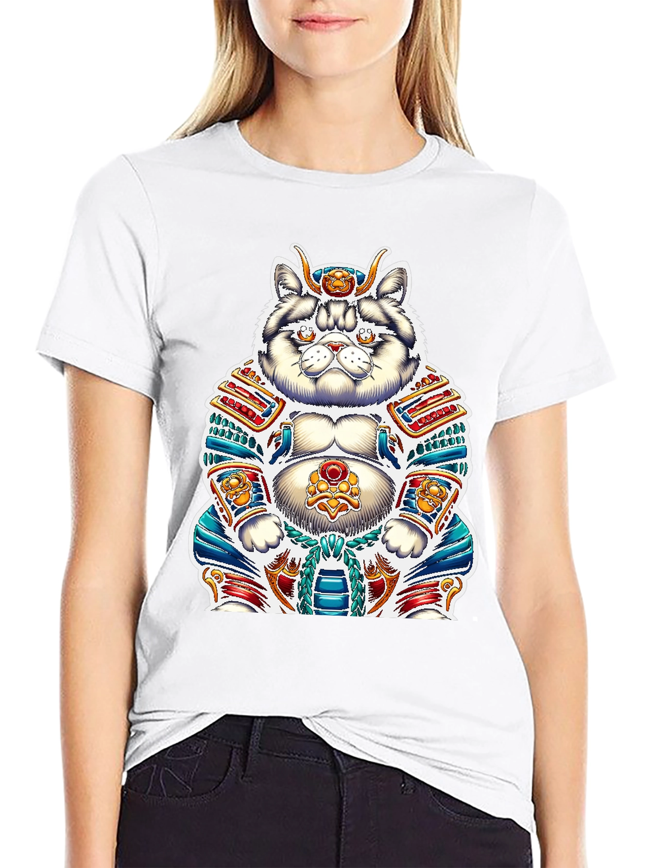 Samurai Cat Graphic Tee - Unique Design