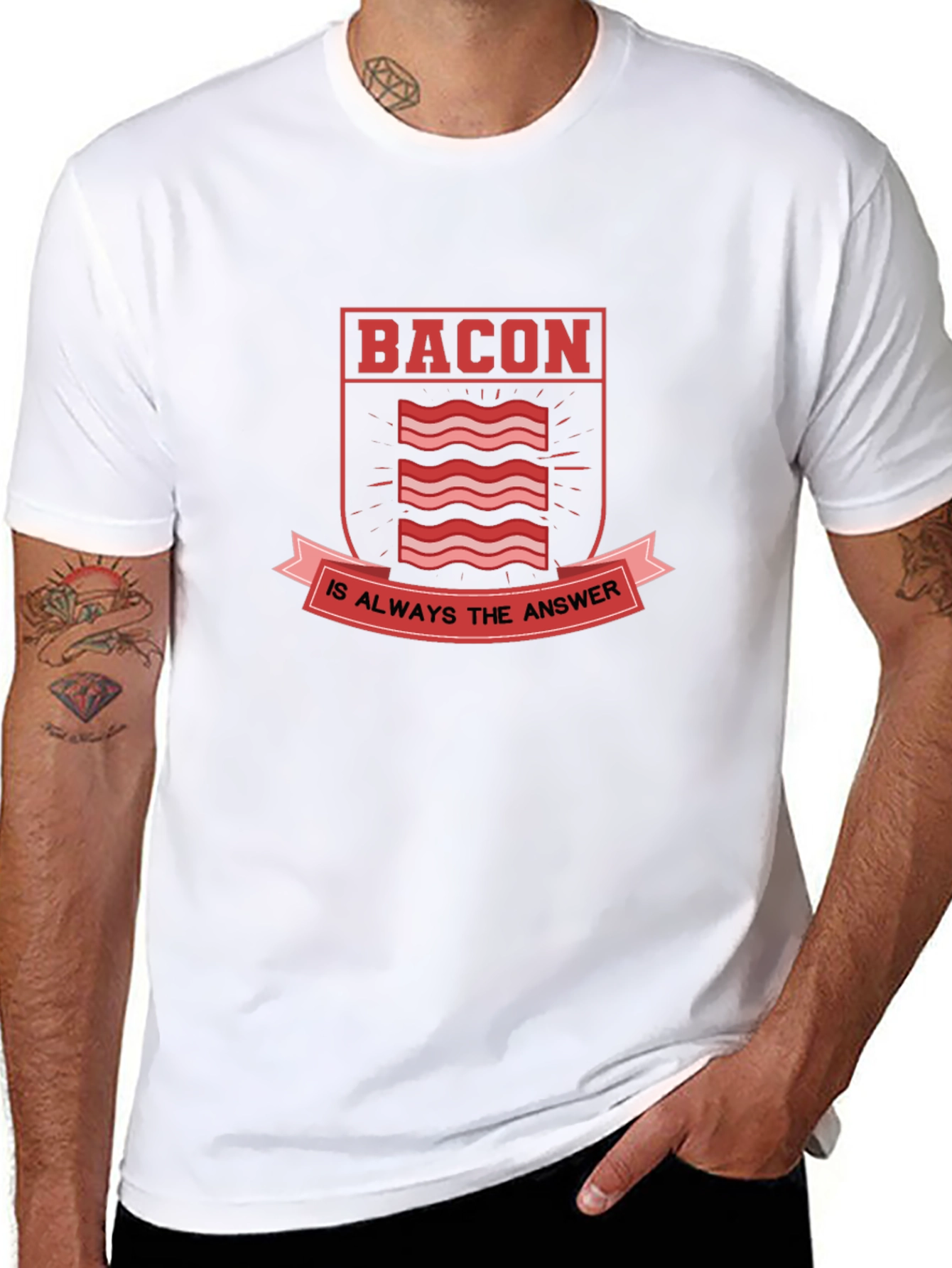 Bacon Is Always The Answer Graphic Tee - Black