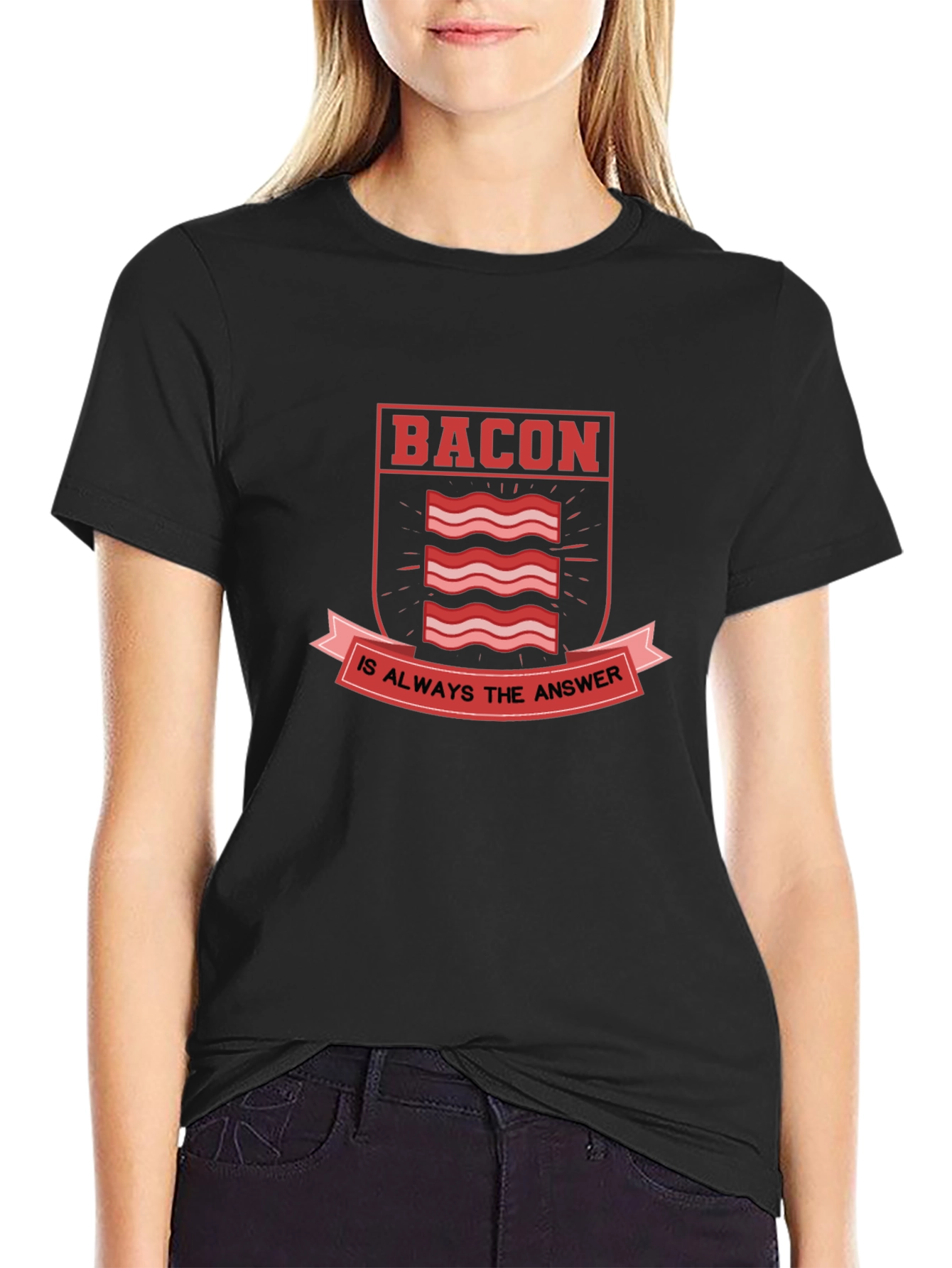Bacon Is Always The Answer Graphic Tee - Black