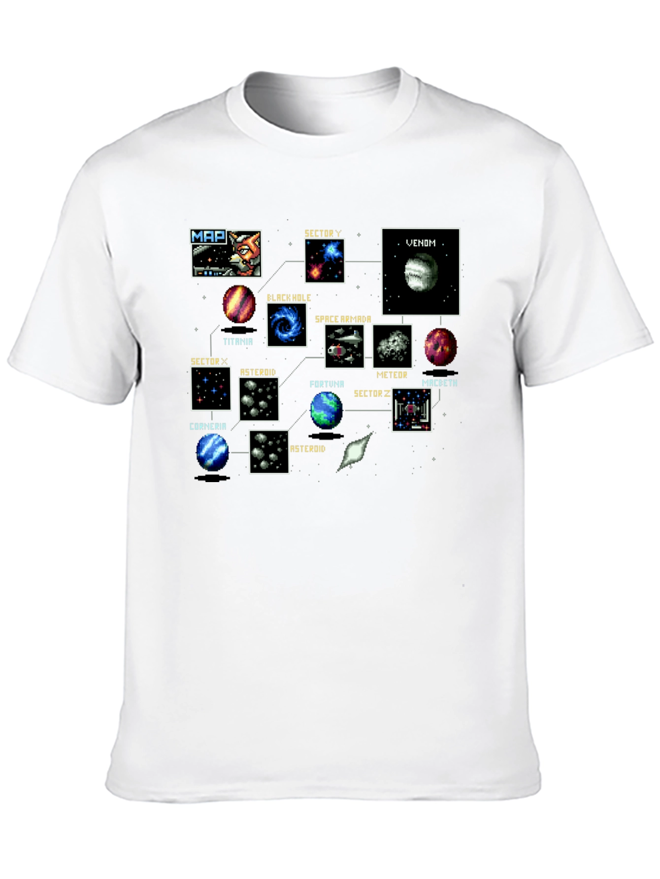 Retro Video Game Map Black T-Shirt