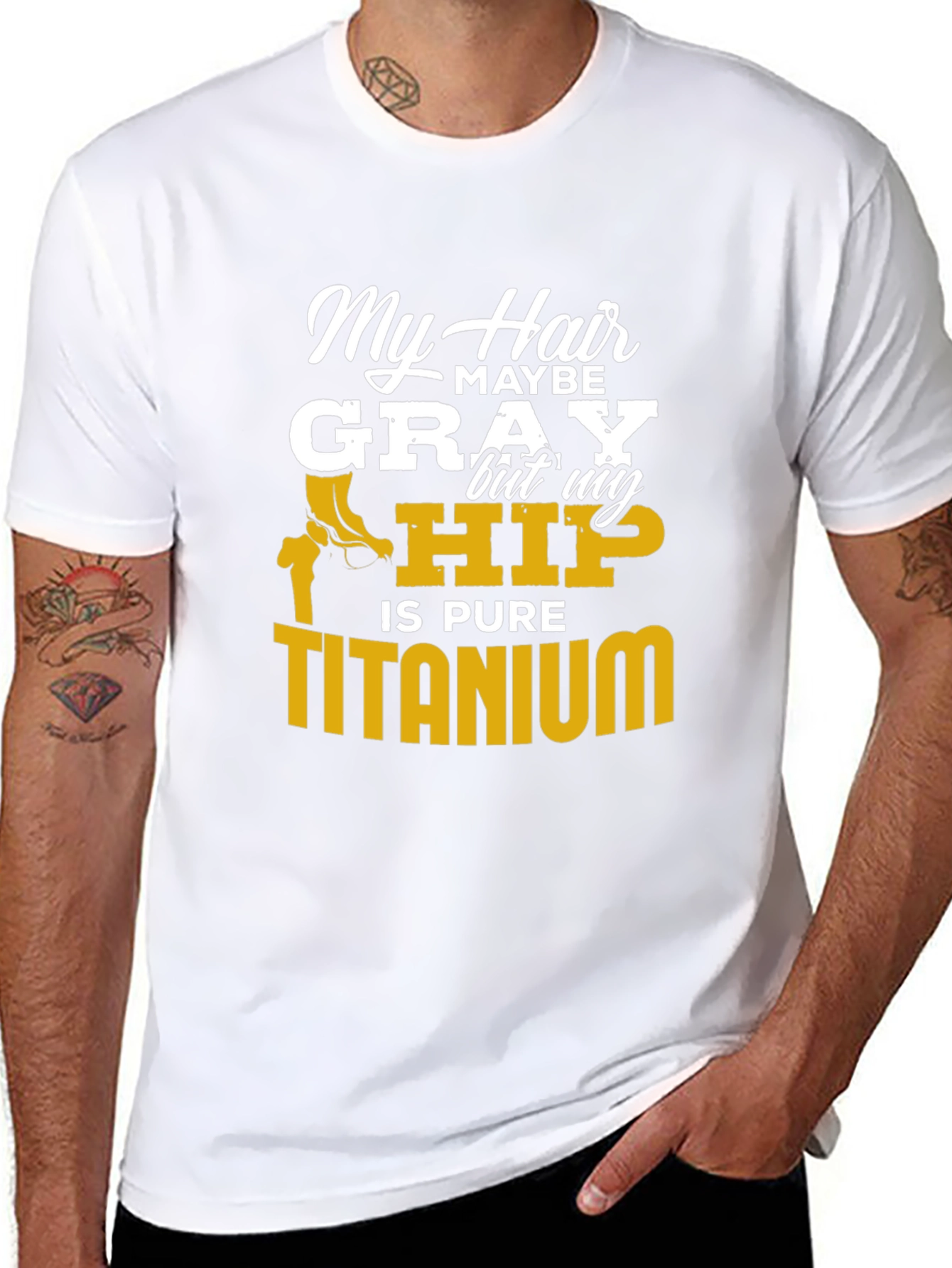 My Hair Maybe Gray Hip Titanium Funny T-Shirt