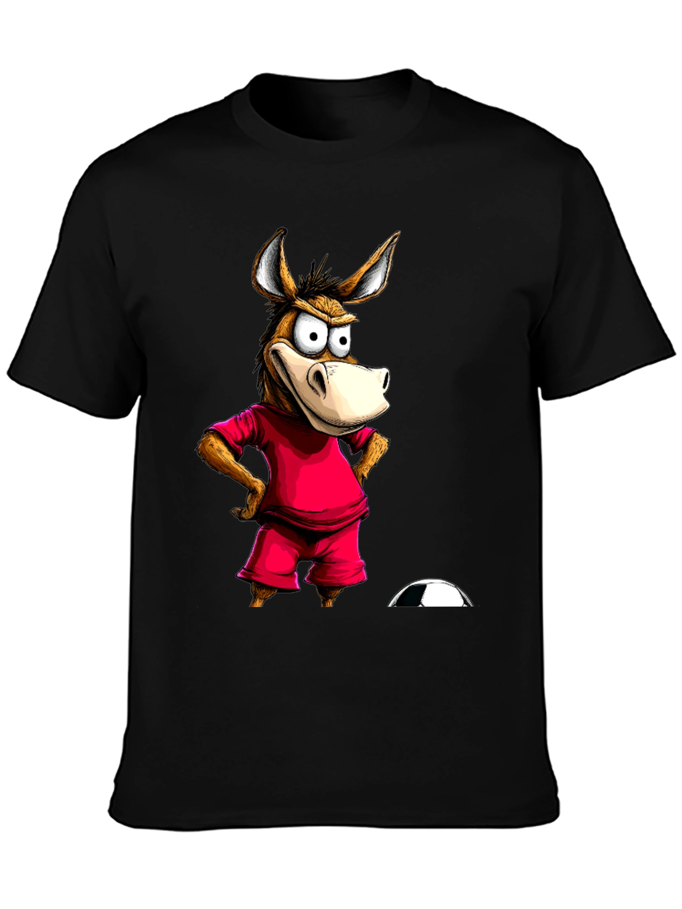 Funny Donkey Soccer T-Shirt - Black