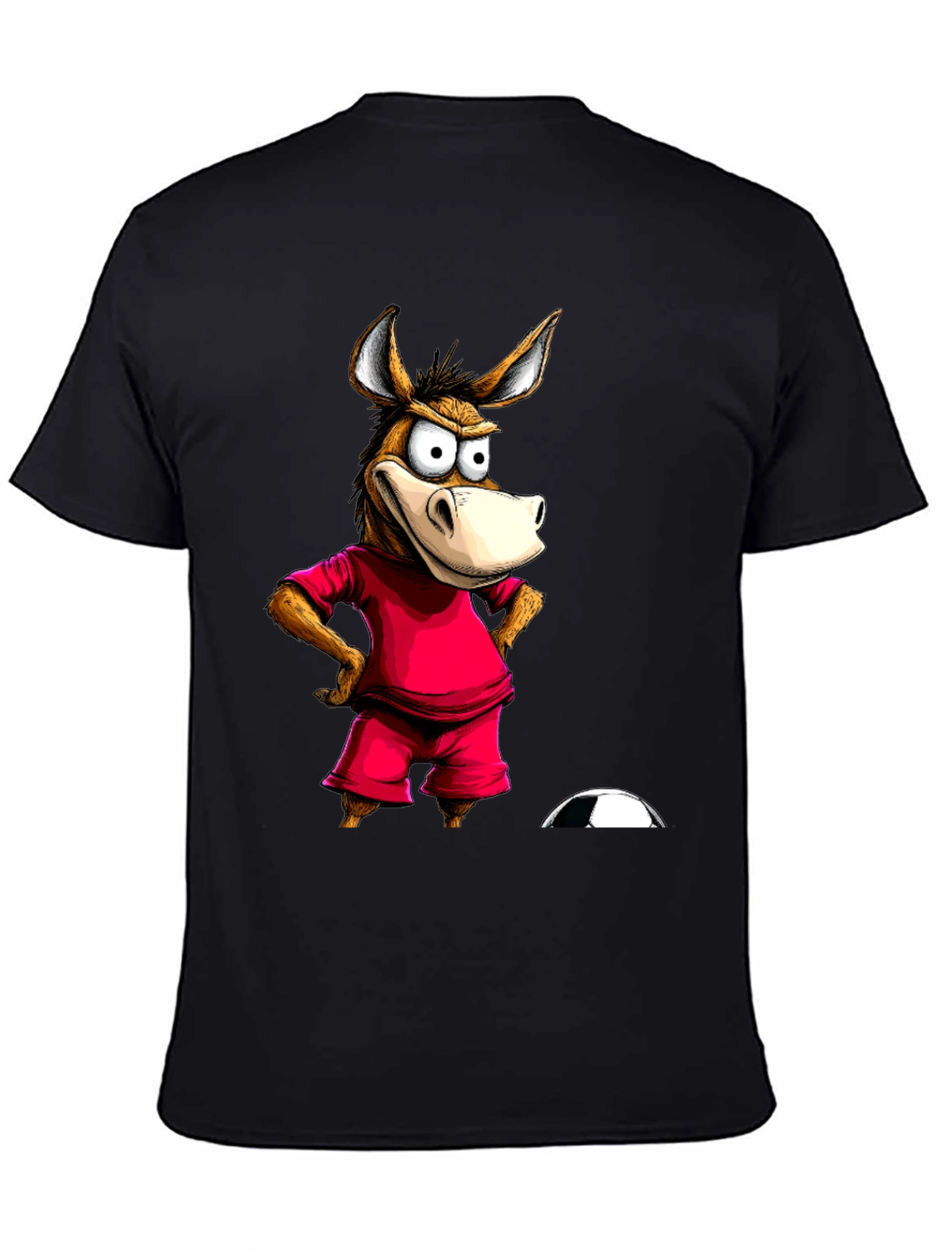 Funny Donkey Soccer T-Shirt - Black