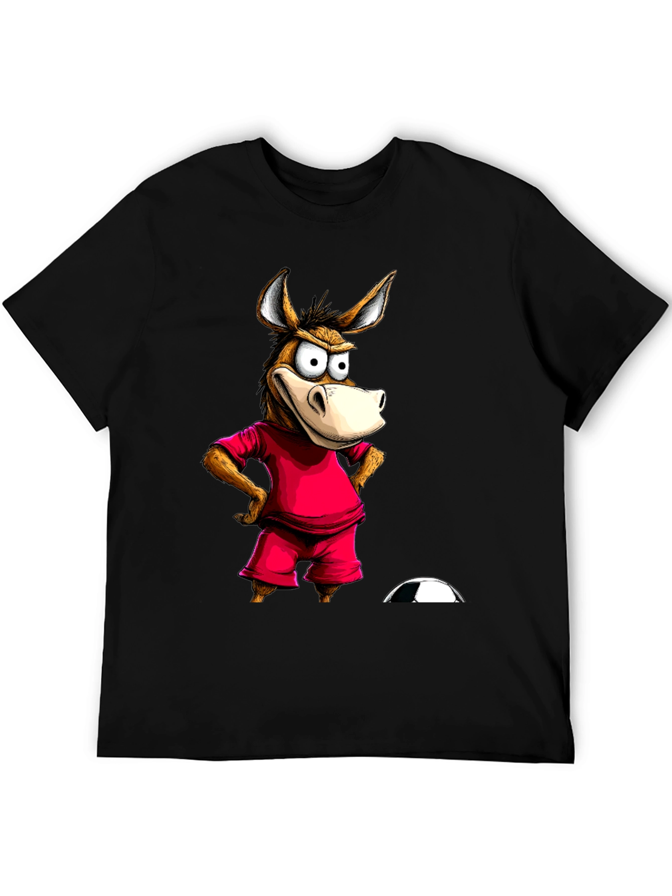 Funny Donkey Soccer T-Shirt - Black