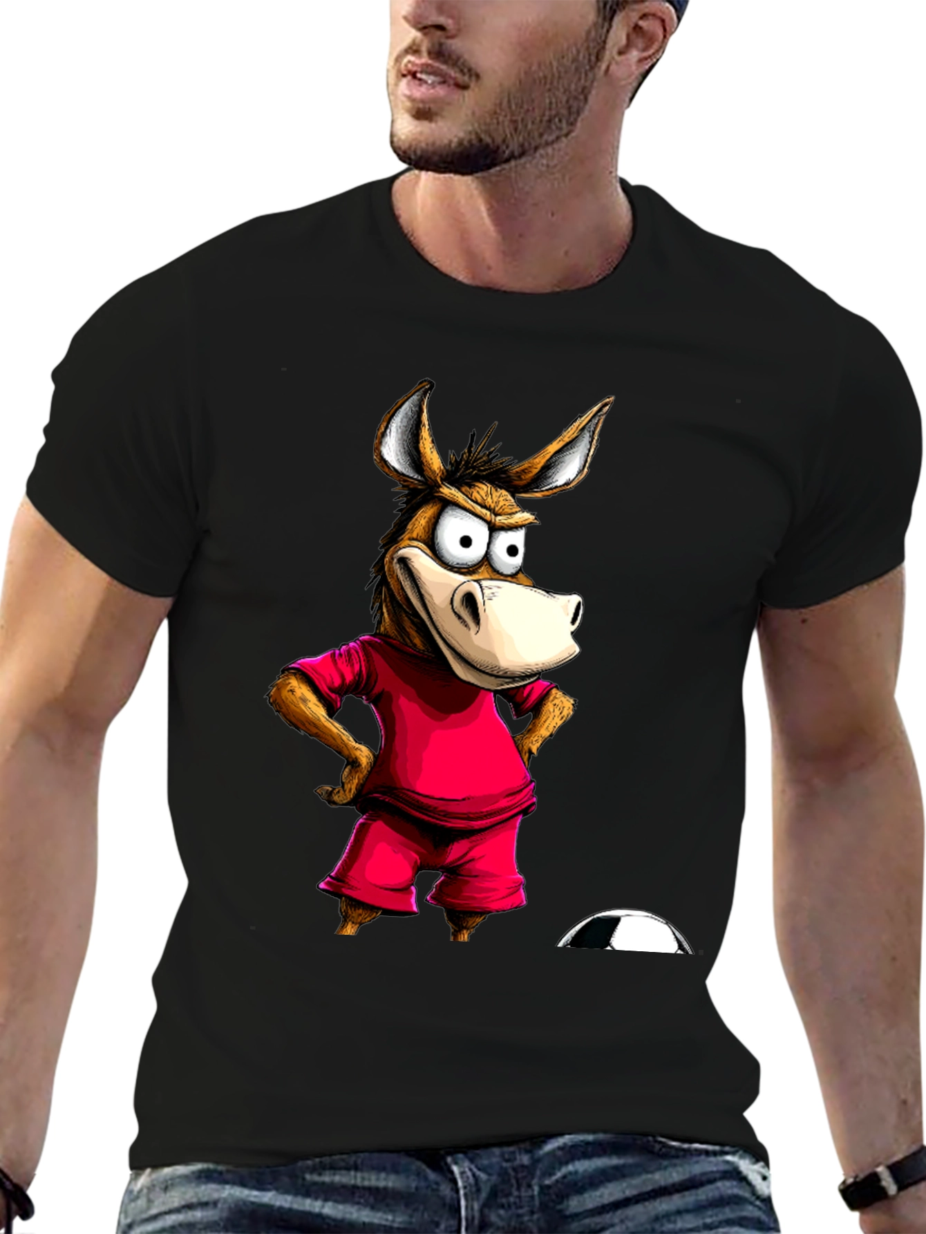 Funny Donkey Soccer T-Shirt - Black