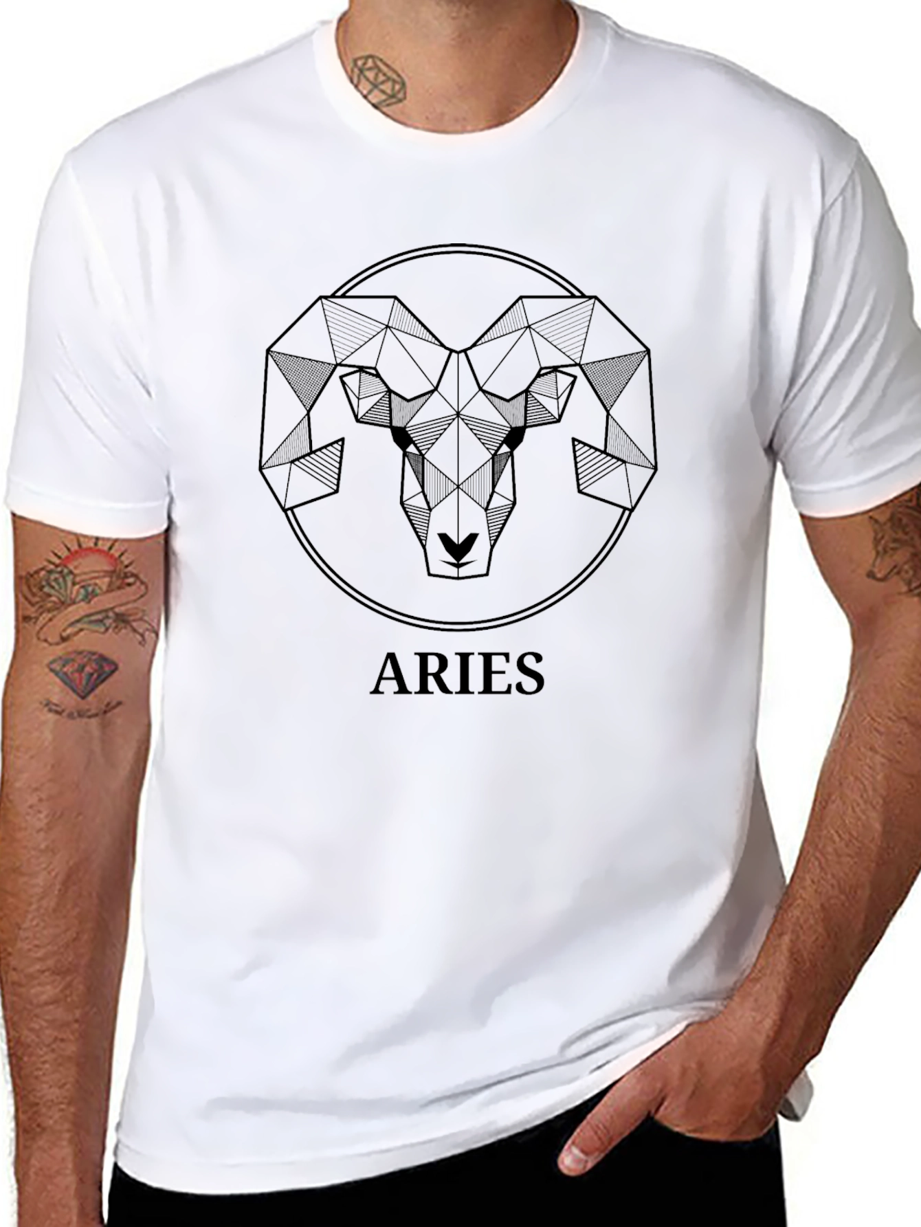 Aries Zodiac Geometric Graphic Tee