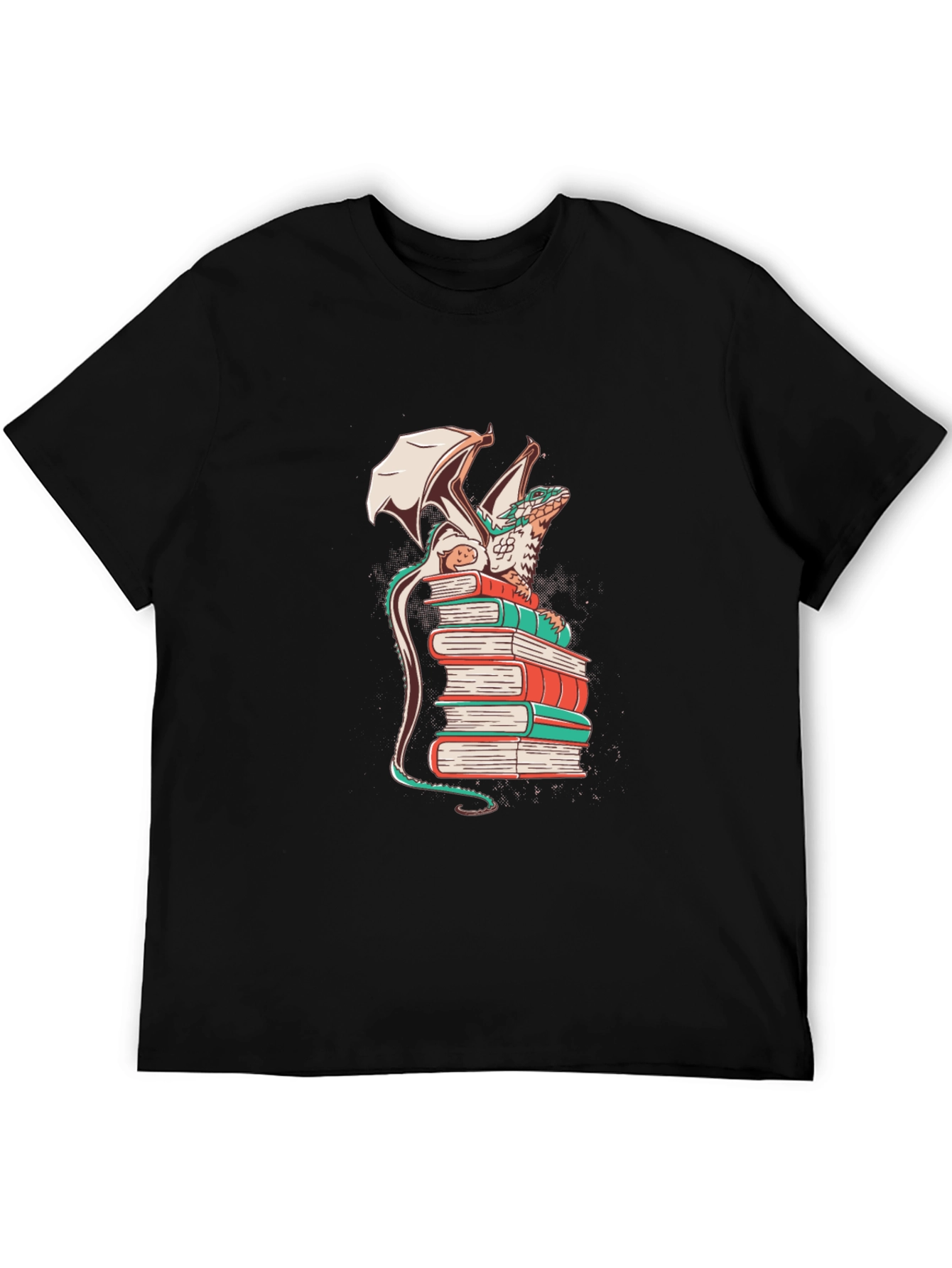 Dragon Reading Books Graphic Tee - Black
