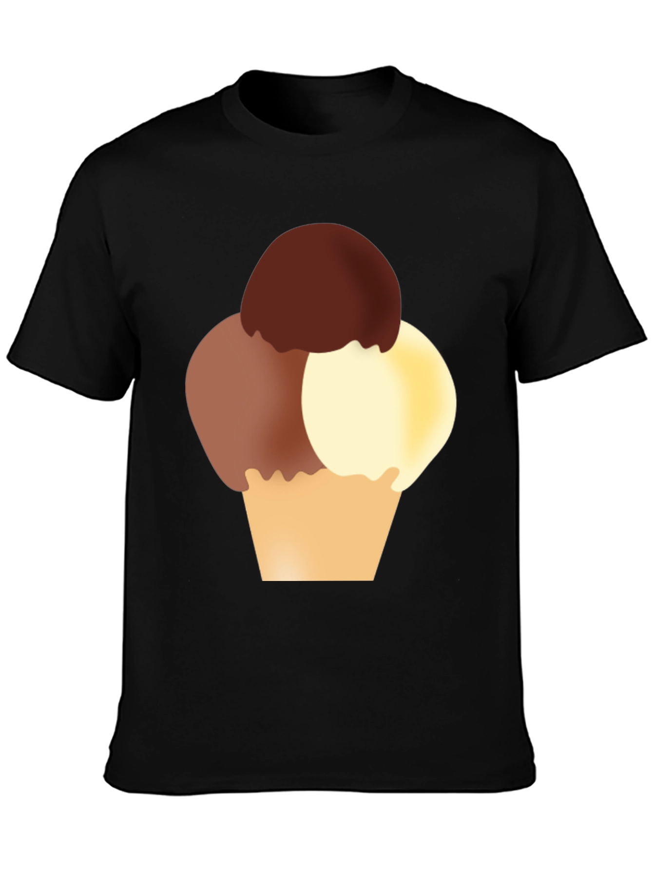 Ice Cream Graphic Tee - Black Cotton T-Shirt