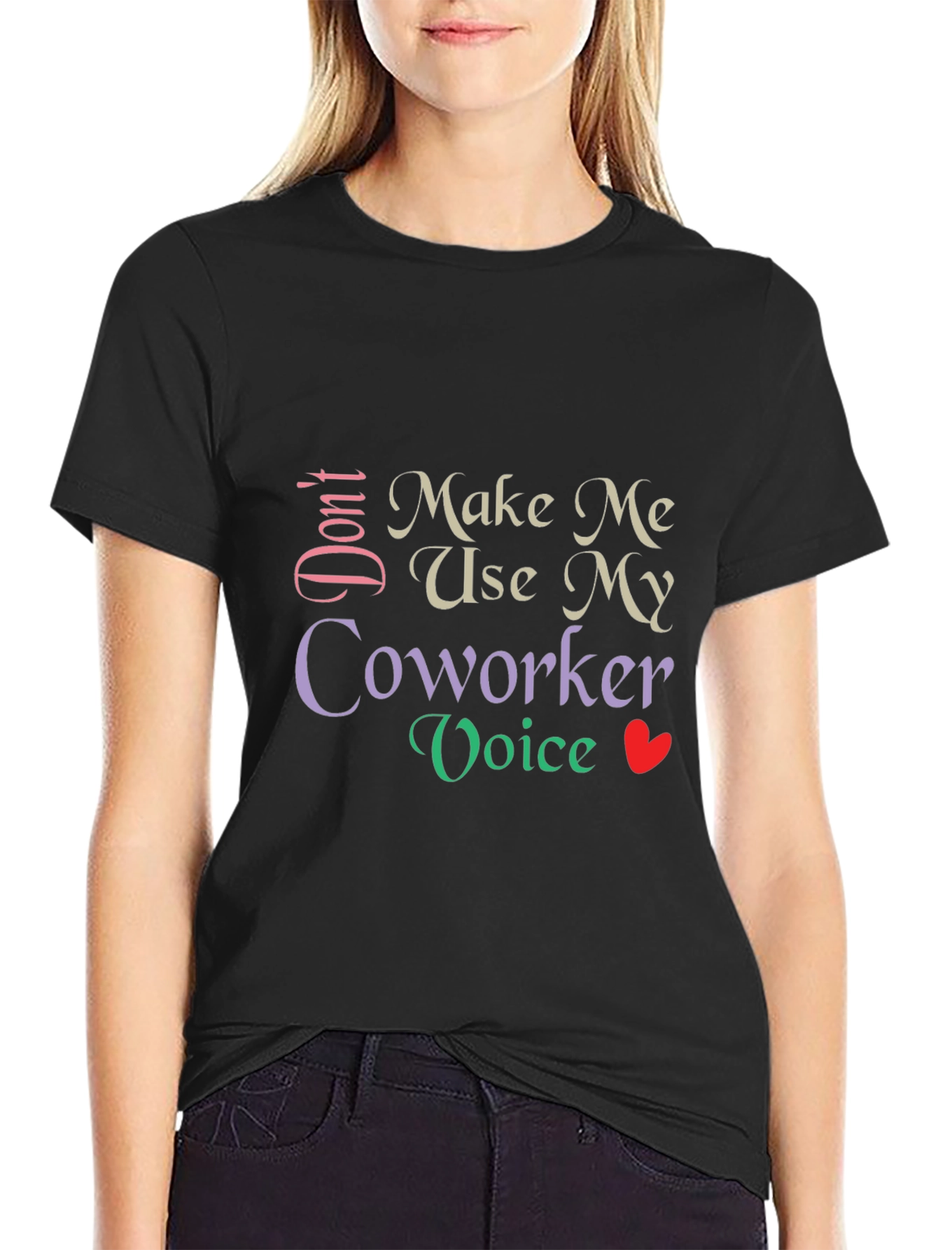 Humorous Coworker Voice Graphic Tee - Black