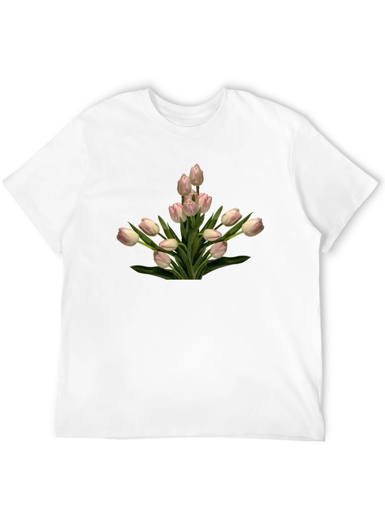 Tulip Bouquet Graphic Tee - Black Cotton T-Shirt
