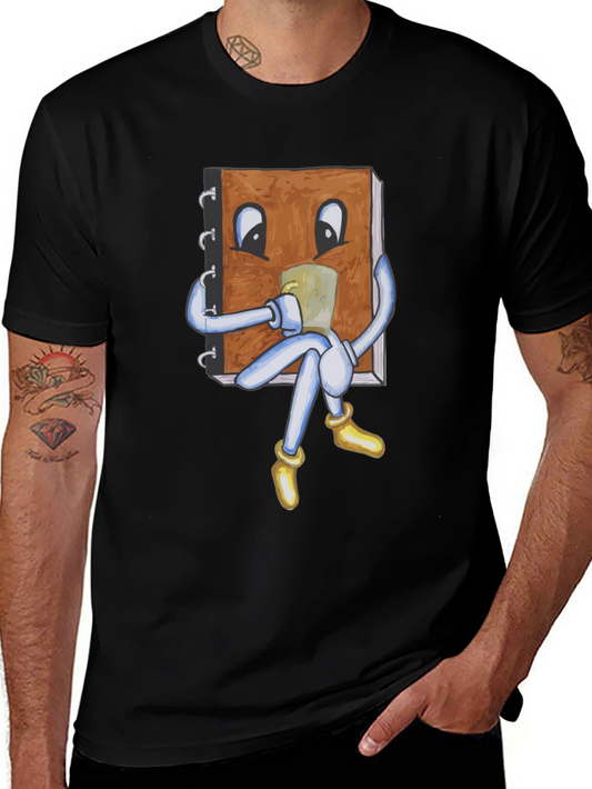 Novelty Bookworm Graphic T-Shirt - Black