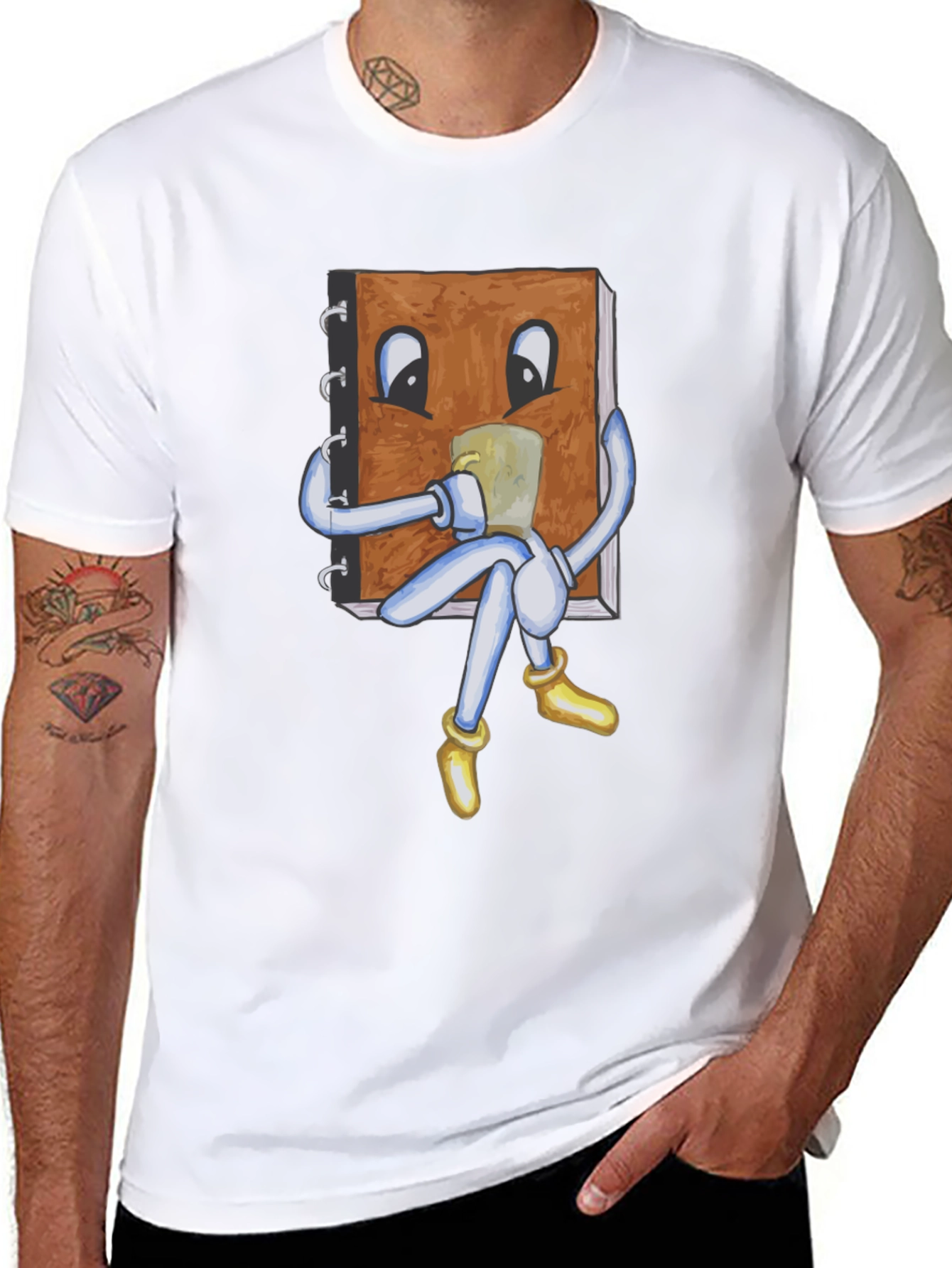Novelty Bookworm Graphic T-Shirt - Black