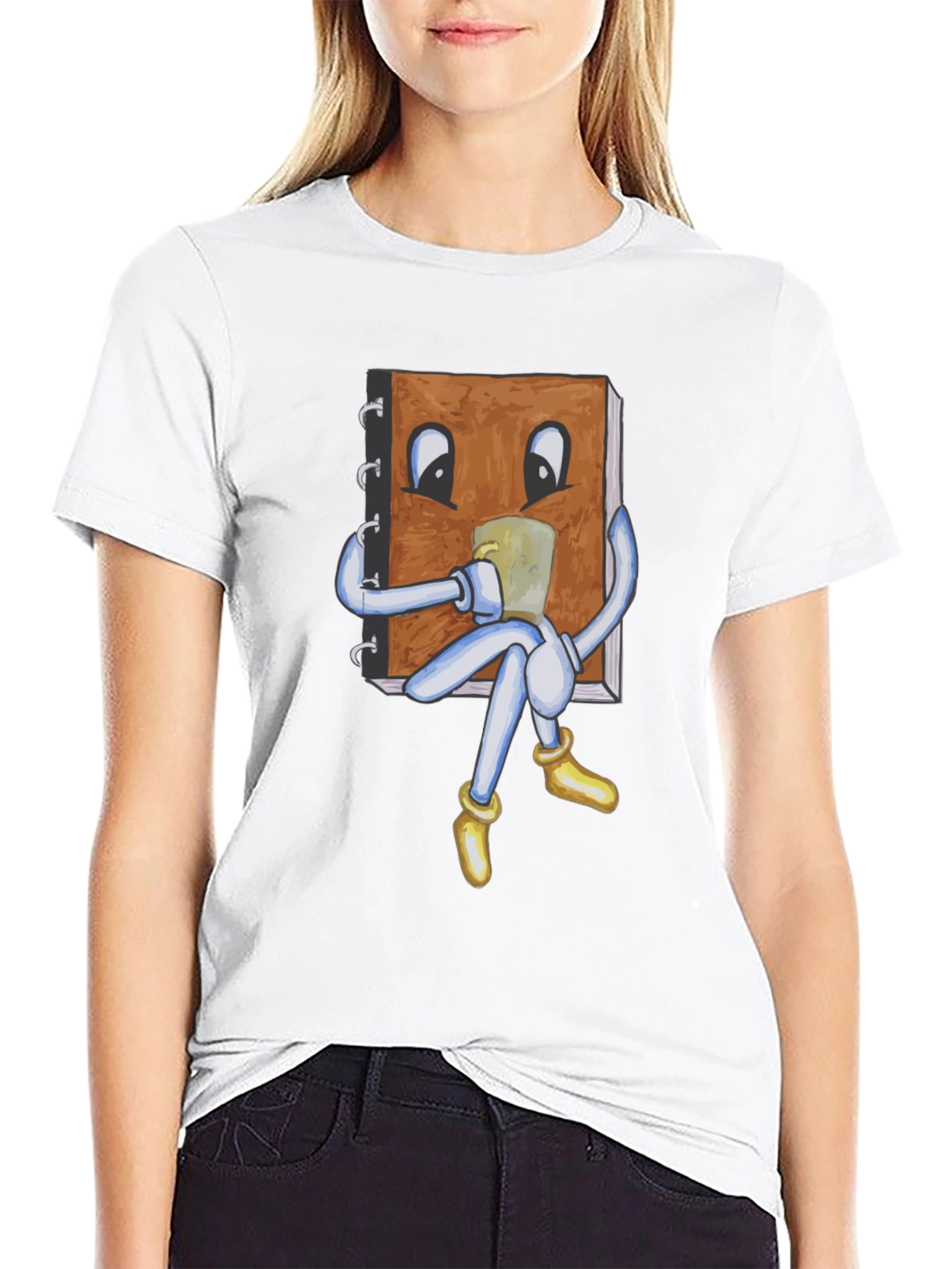 Novelty Bookworm Graphic T-Shirt - Black